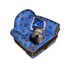 Cat Snuggled on Blue Armchair Porcelain Limoges cat furniture French Trinket Box