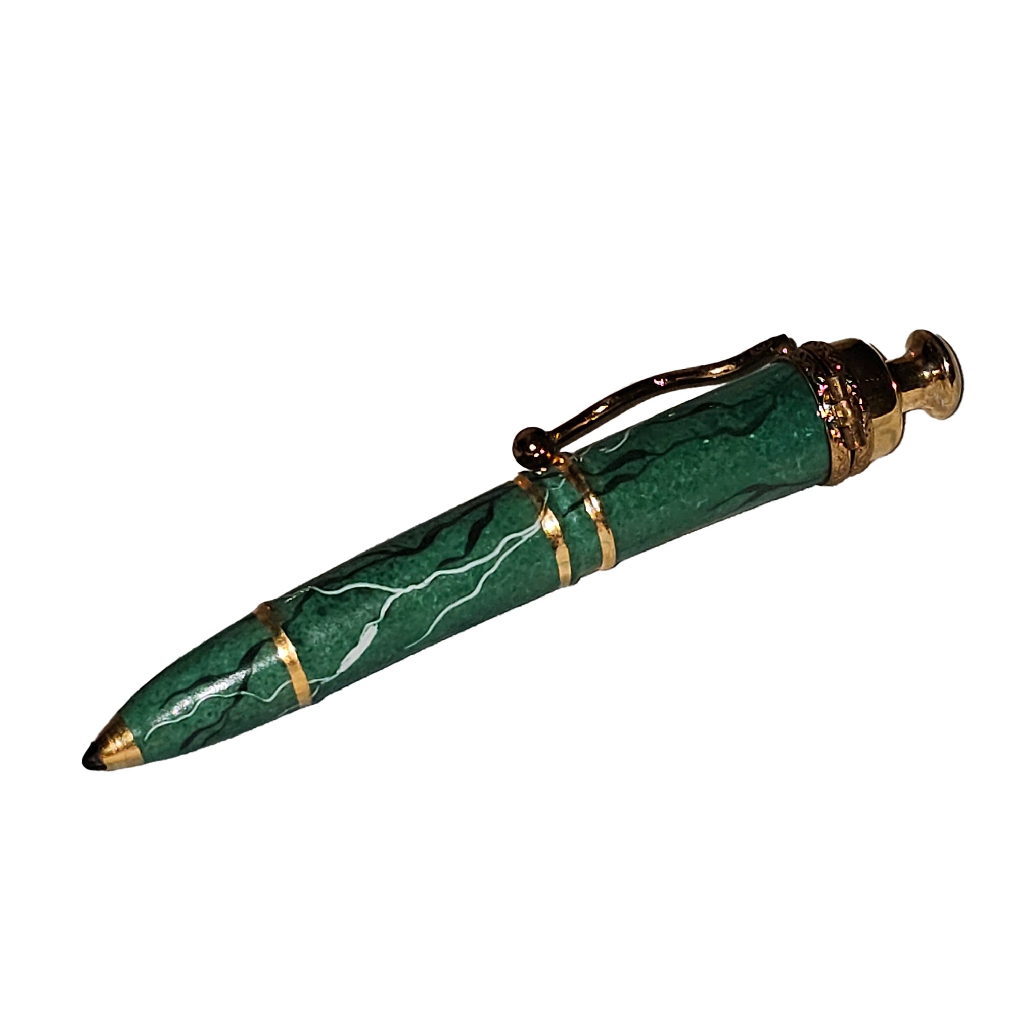 Elegant Green Marble Ballpoint Pen Porcelain Limoges professional French Trinket Box