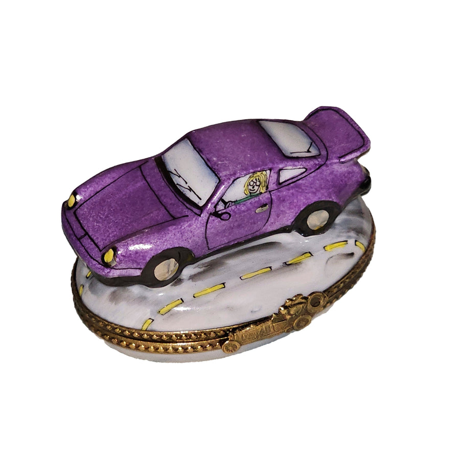 Purple Porsche Limoges Box Delight Porcelain Limoges vehicle French Trinket Box