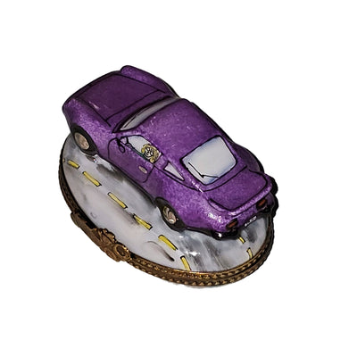 Purple Porsche Limoges Box Delight Porcelain Limoges vehicle French Trinket Box