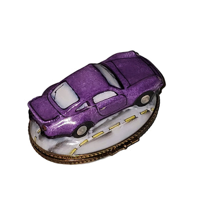 Purple Porsche Limoges Box Delight Porcelain Limoges vehicle French Trinket Box