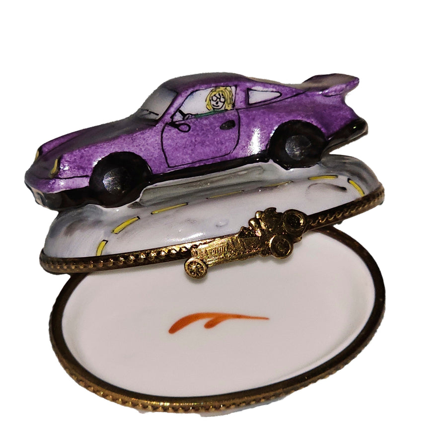Purple Porsche Limoges Box Delight Porcelain Limoges vehicle French Trinket Box