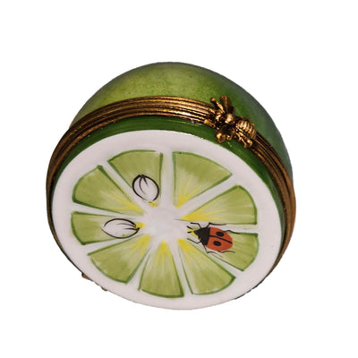 Ladybug Lime Limoges Box Porcelain Limoges fruit vegetable French Trinket Box
