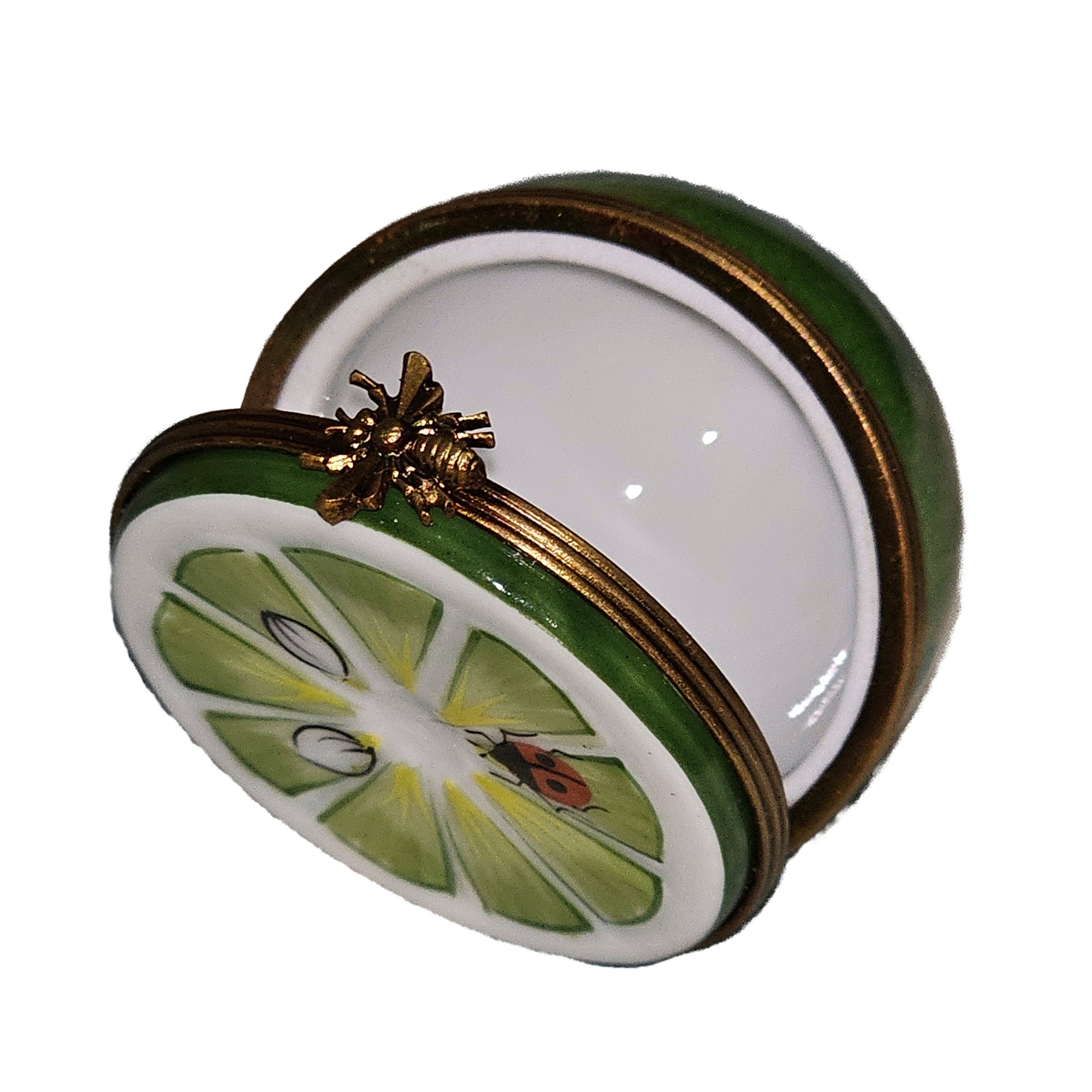 Ladybug Lime Limoges Box Porcelain Limoges fruit vegetable French Trinket Box