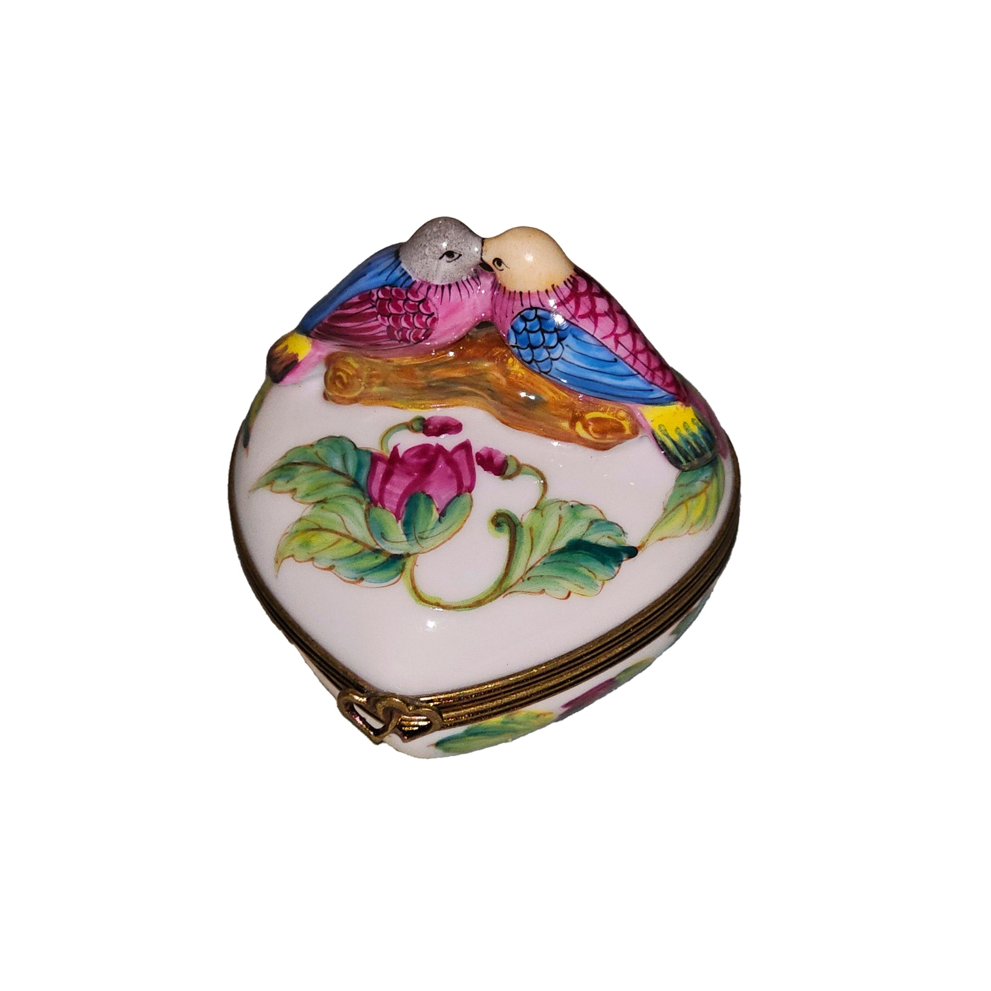 Love Birds Heart Keepsake Box Porcelain Limoges birds French Trinket Box