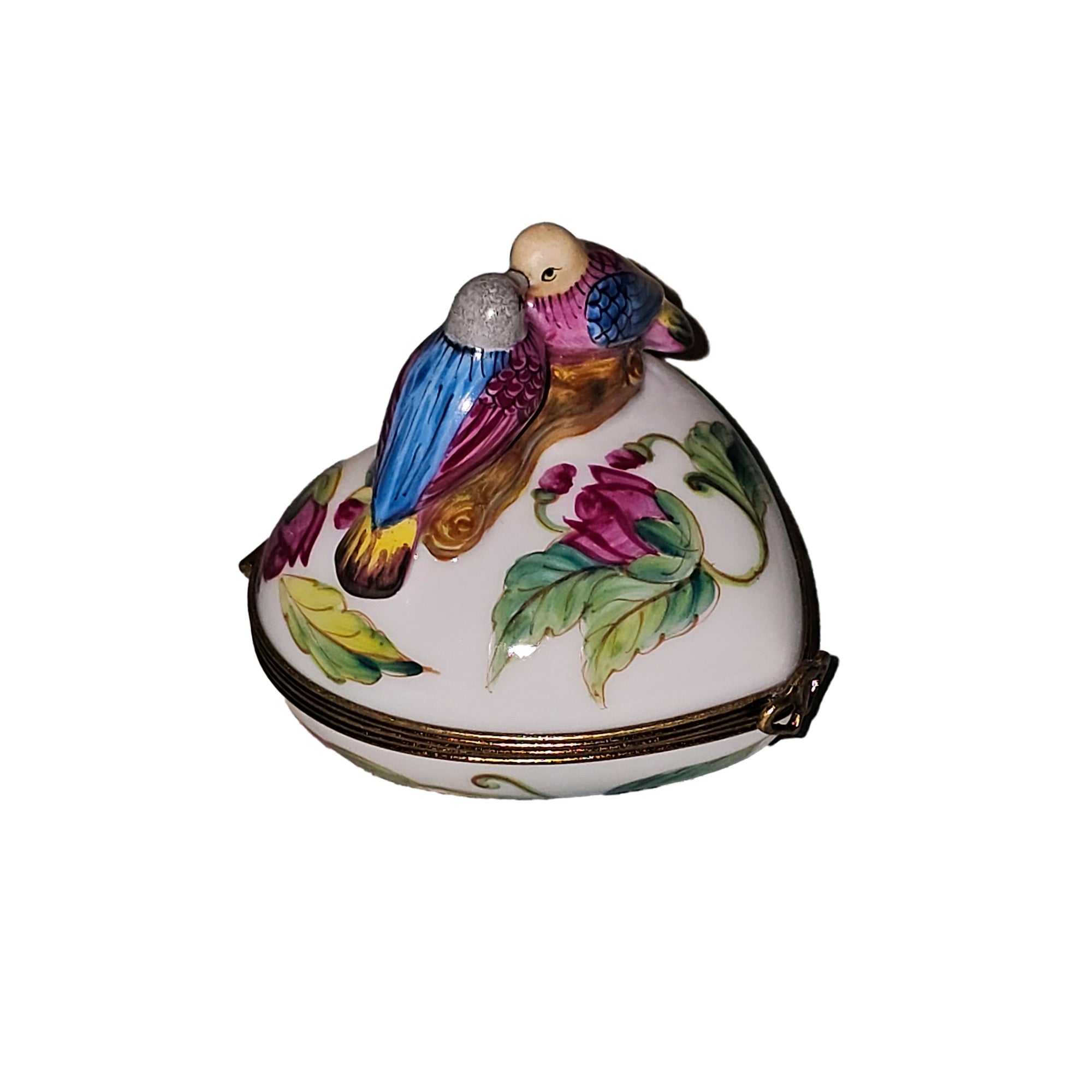 Love Birds Heart Keepsake Box Porcelain Limoges birds French Trinket Box