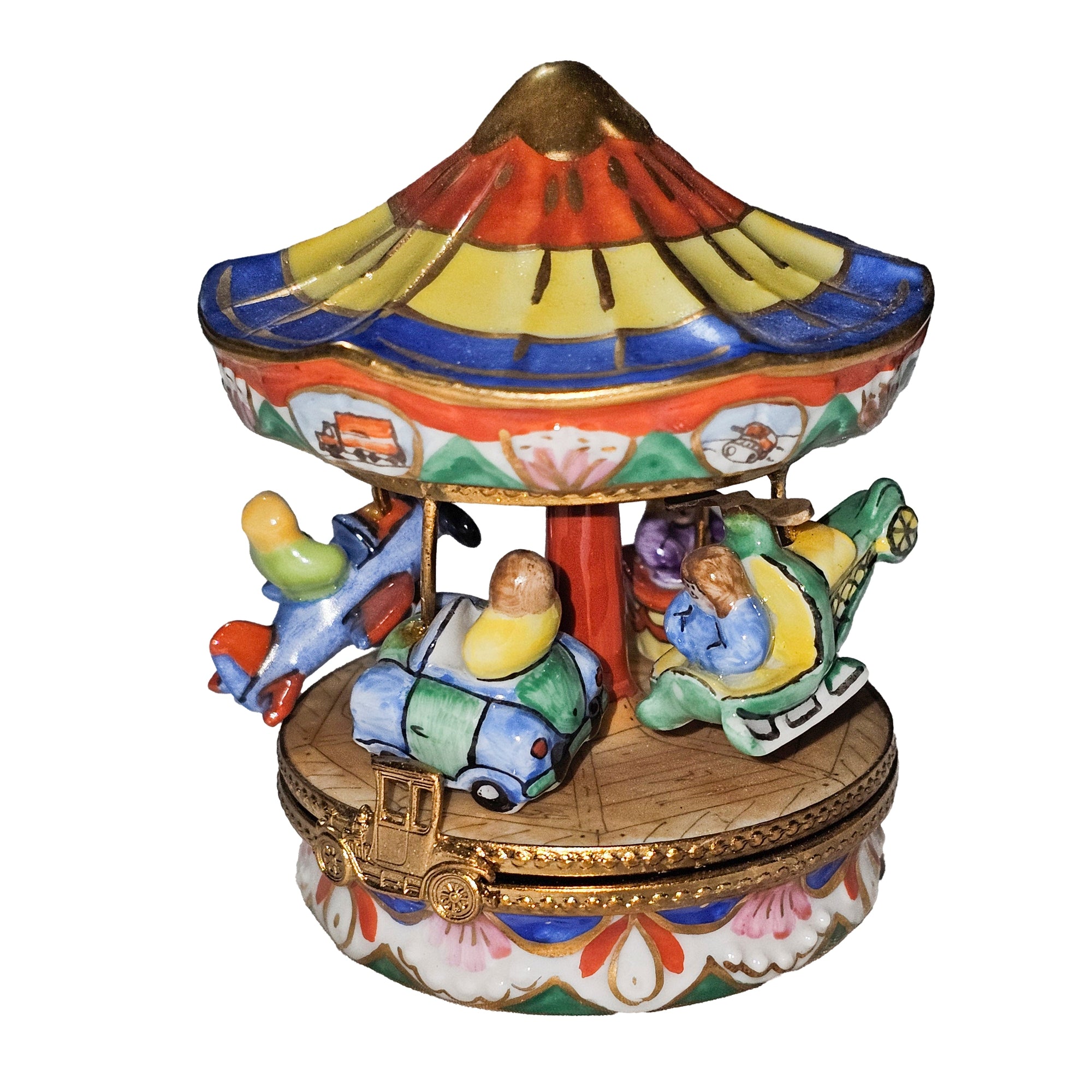 Colorful Carnival Delight Box Porcelain Limoges carnival kids circus French Trinket Box