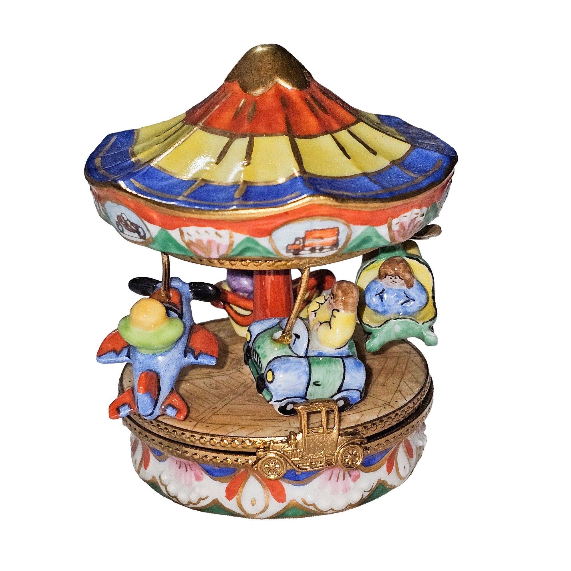 Colorful Carnival Delight Box Porcelain Limoges carnival kids circus French Trinket Box