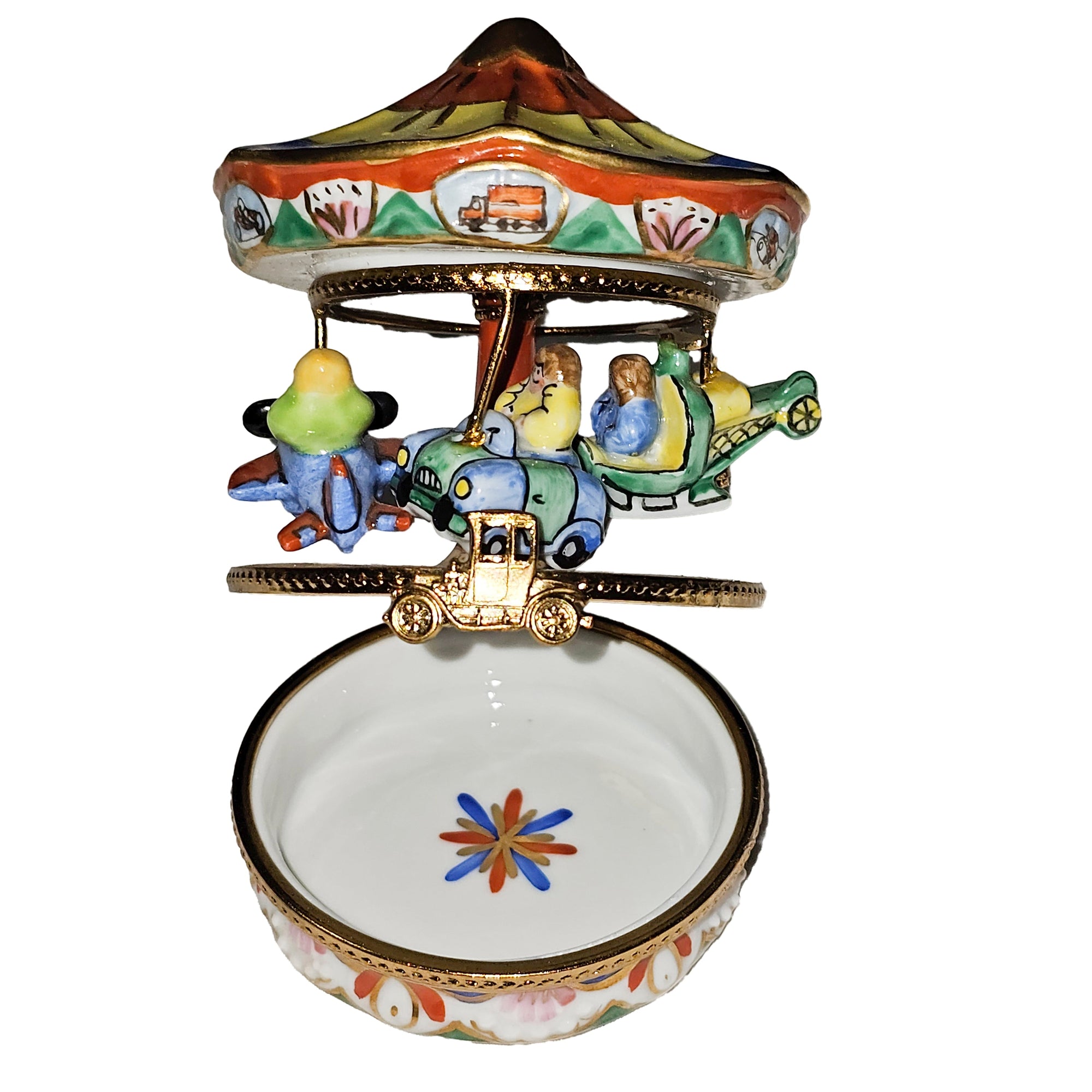 Colorful Carnival Delight Box Porcelain Limoges carnival kids circus French Trinket Box