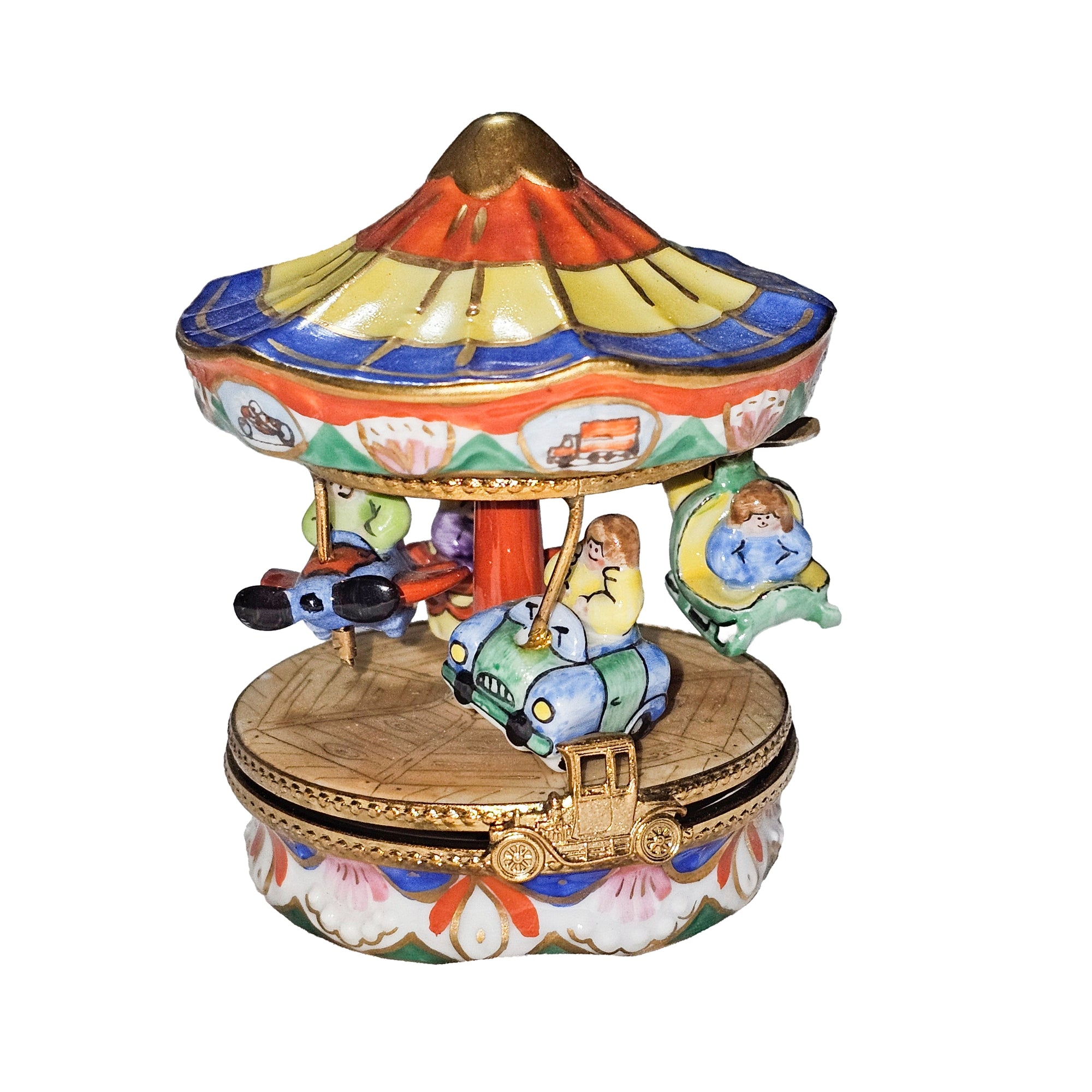 Colorful Carnival Delight Box Porcelain Limoges carnival kids circus French Trinket Box