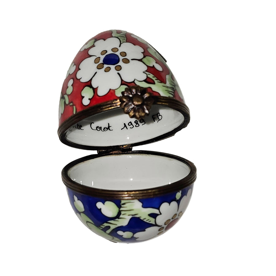 Vibrant Floral Limoges Egg