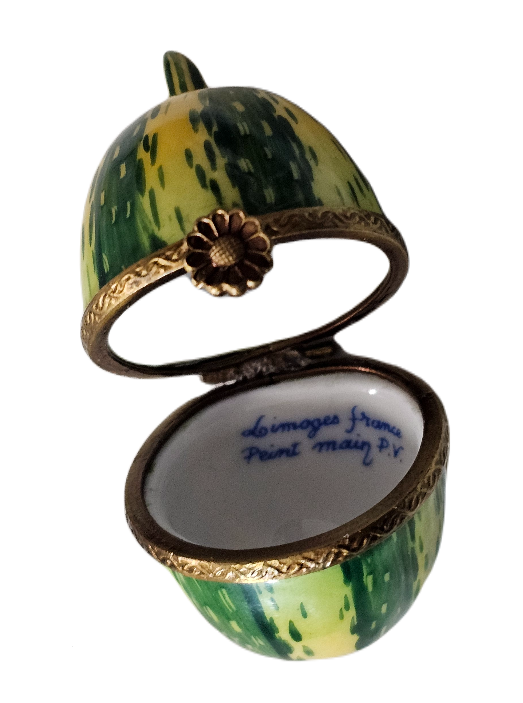 Limoges Green Gourd Box Porcelain Limoges fruit Vegetable French Trinket Box