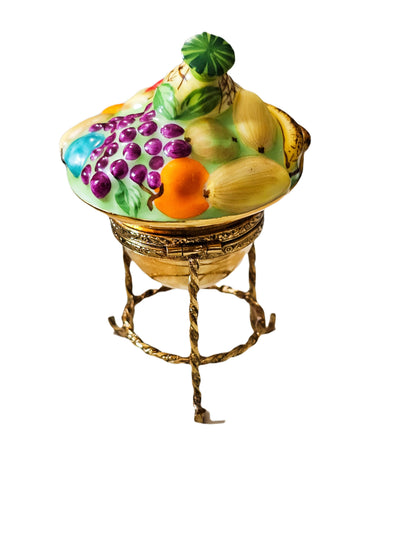 Vibrant Fruit Bowl on Gold Stand
