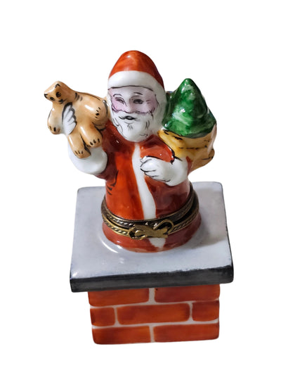 Santa Claus Limoges Box Figurine Porcelain Limoges Santa French Trinket Box