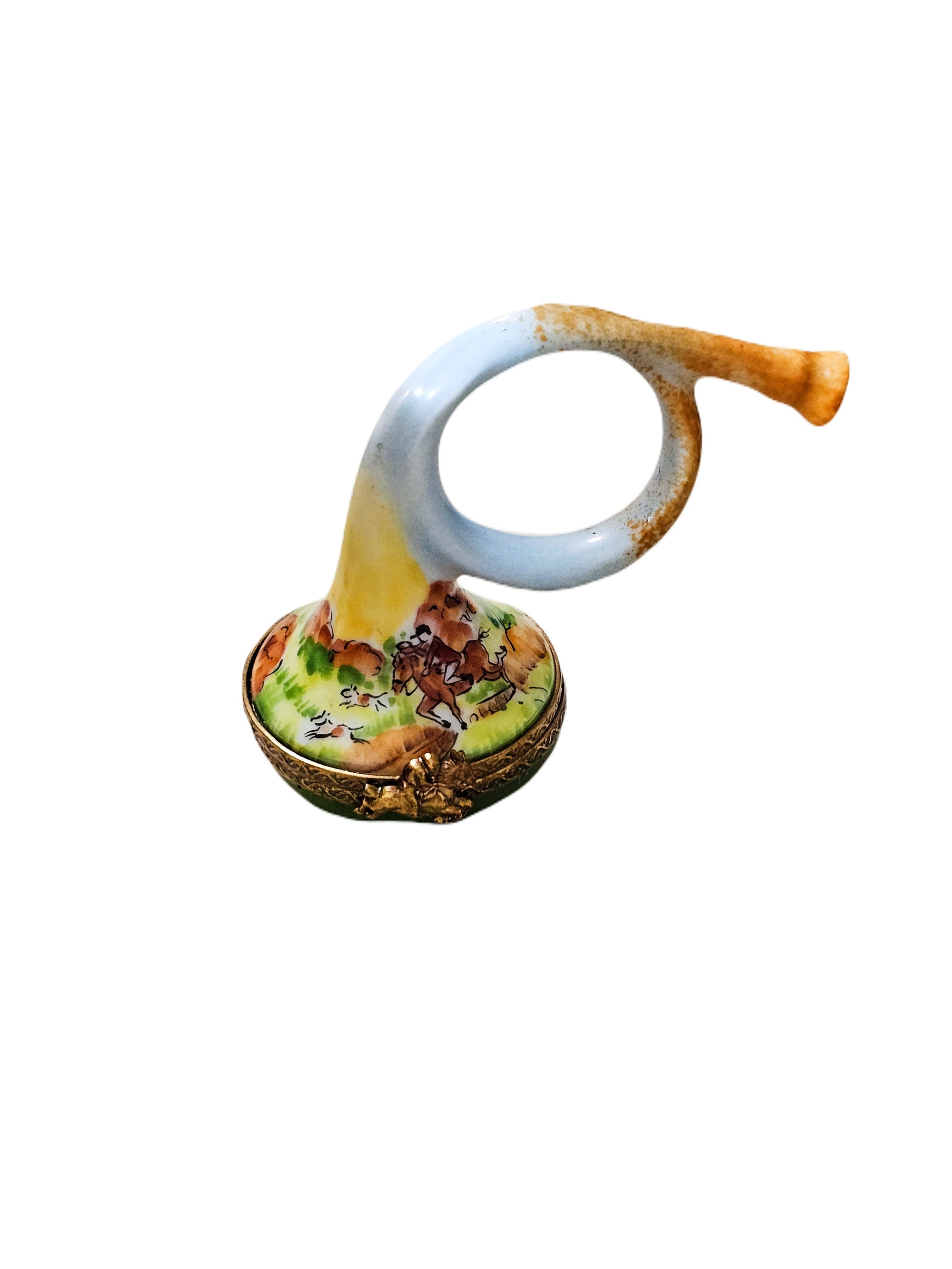 Hunting Horn Limoges Box Porcelain Limoges sports music French Trinket Box