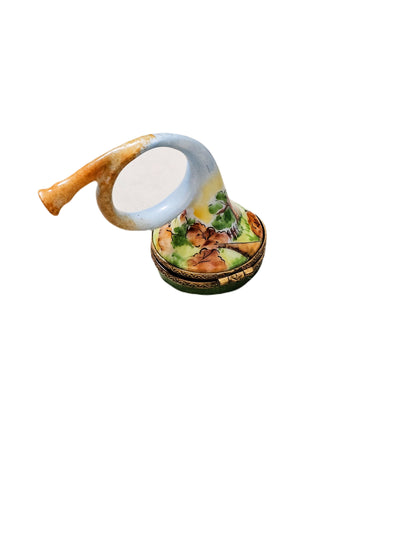 Hunting Horn Limoges Box Porcelain Limoges sports music French Trinket Box