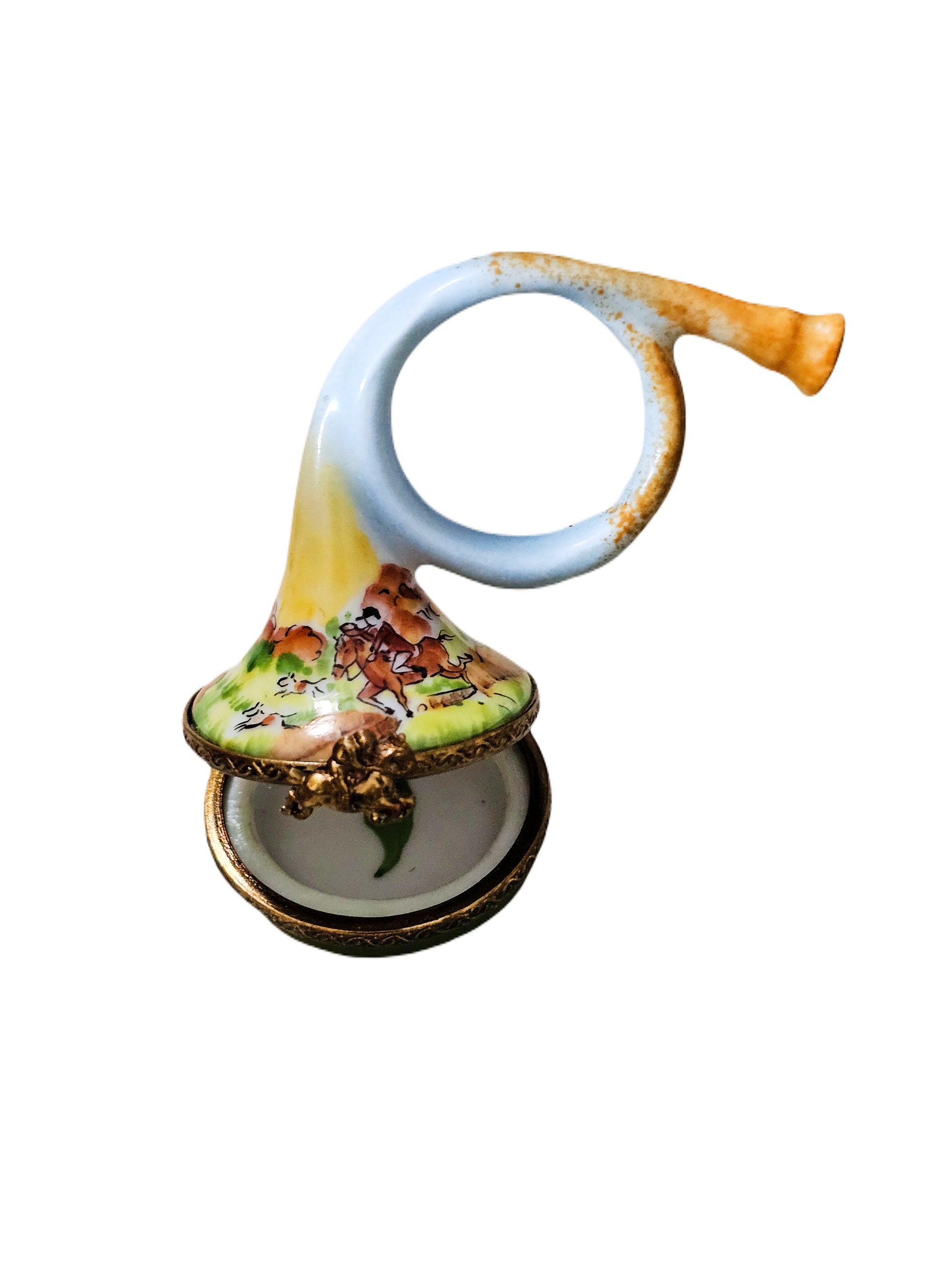 Hunting Horn Limoges Box Porcelain Limoges sports music French Trinket Box