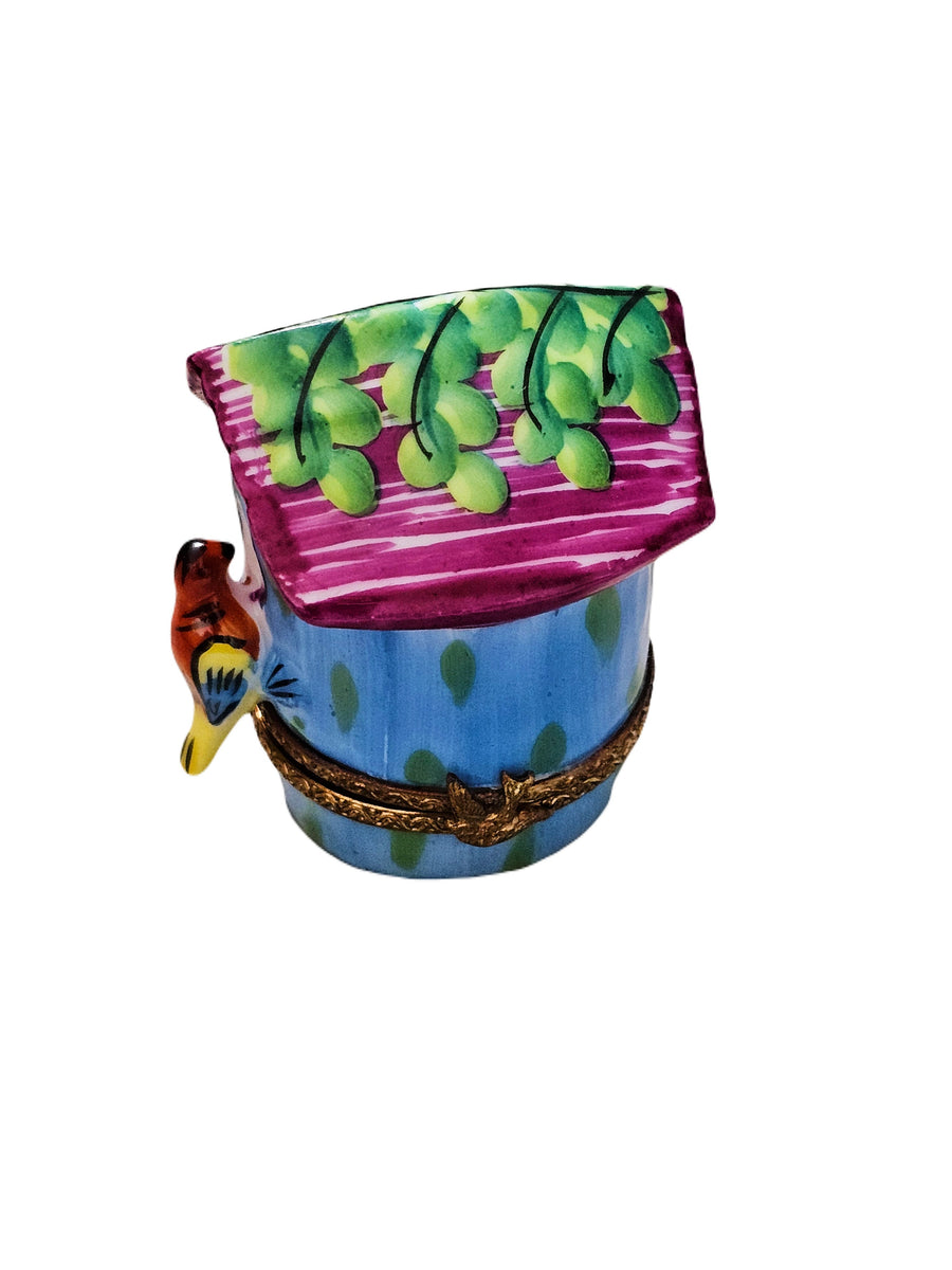 Charming Limoges Birdhouse Box Porcelain Limoges bird garden French Trinket Box