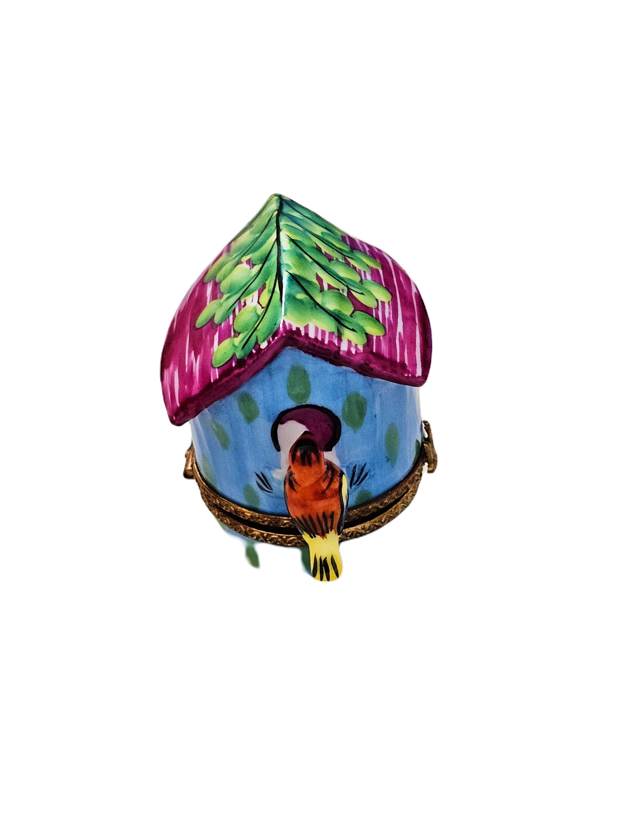 Charming Limoges Birdhouse Box Porcelain Limoges bird garden French Trinket Box