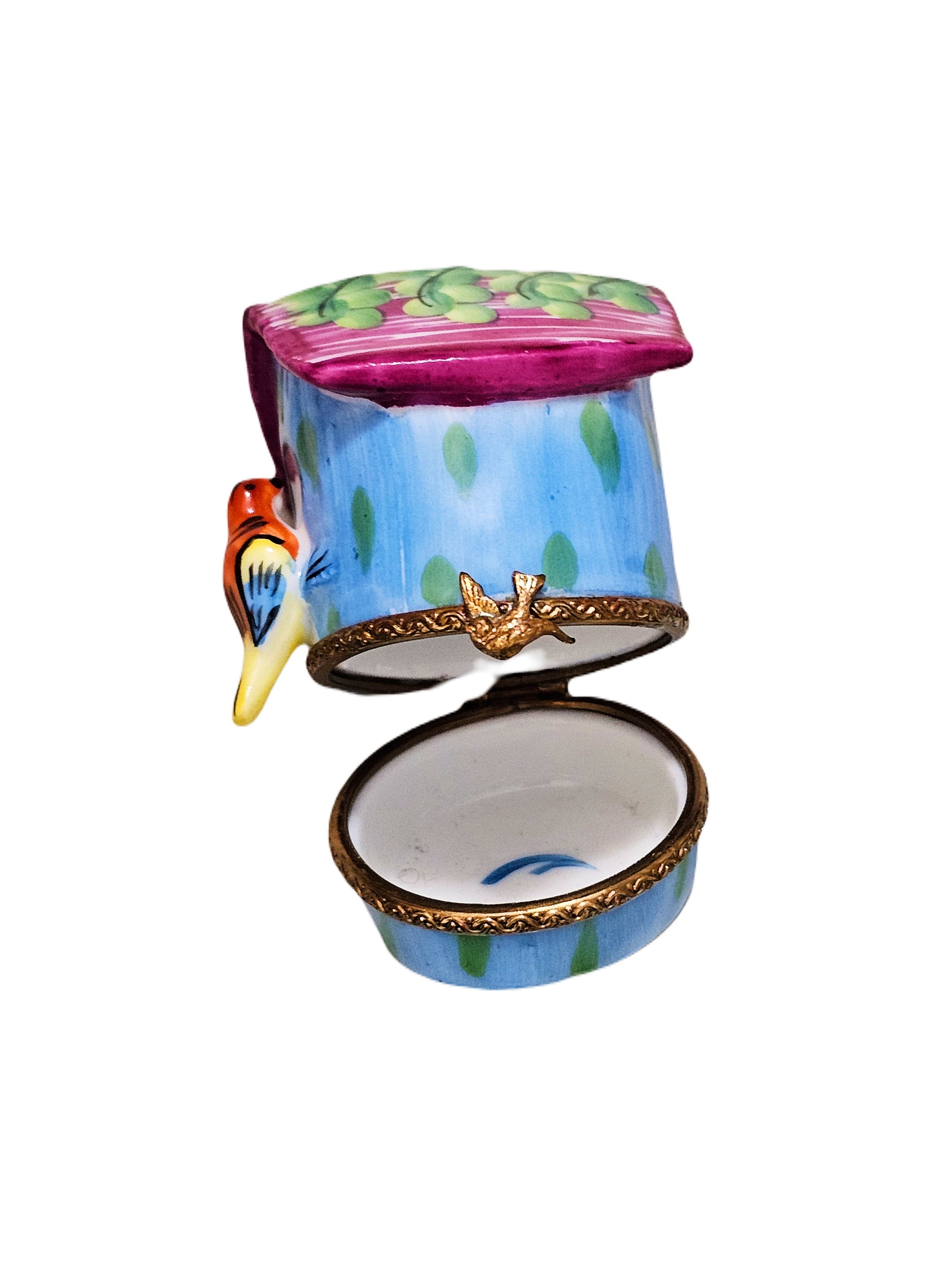 Charming Limoges Birdhouse Box Porcelain Limoges bird garden French Trinket Box