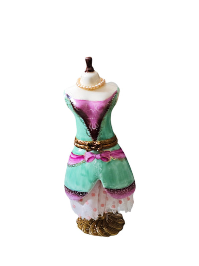Pastel Charm Dress Box Porcelain Limoges Fashion French Trinket Box
