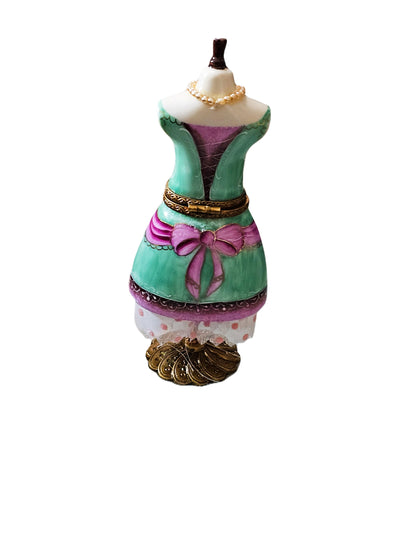 Pastel Charm Dress Box Porcelain Limoges Fashion French Trinket Box
