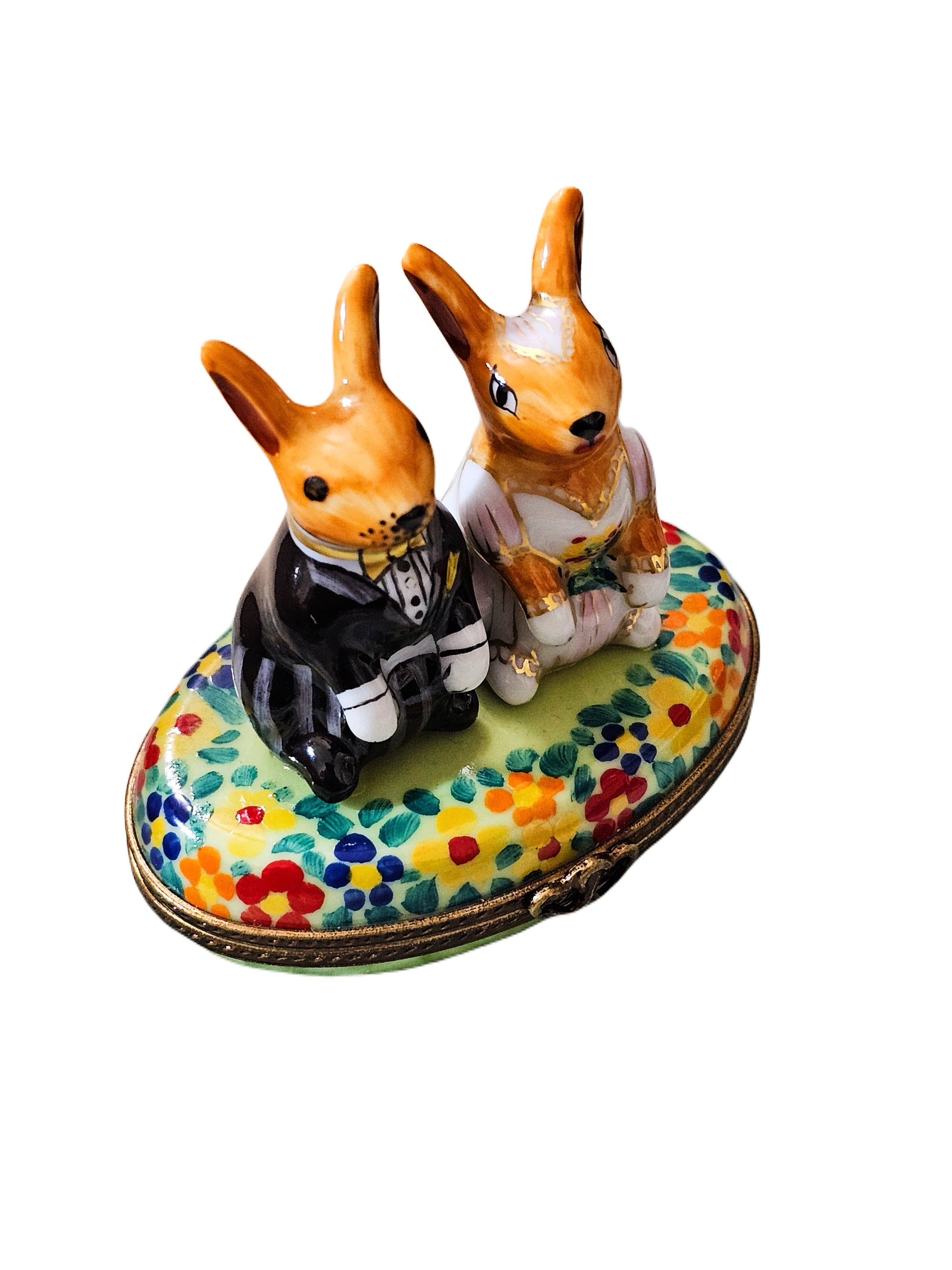 Wedding Rabbits Limoges Treasure Porcelain Limoges rabbit wedding French Trinket Box