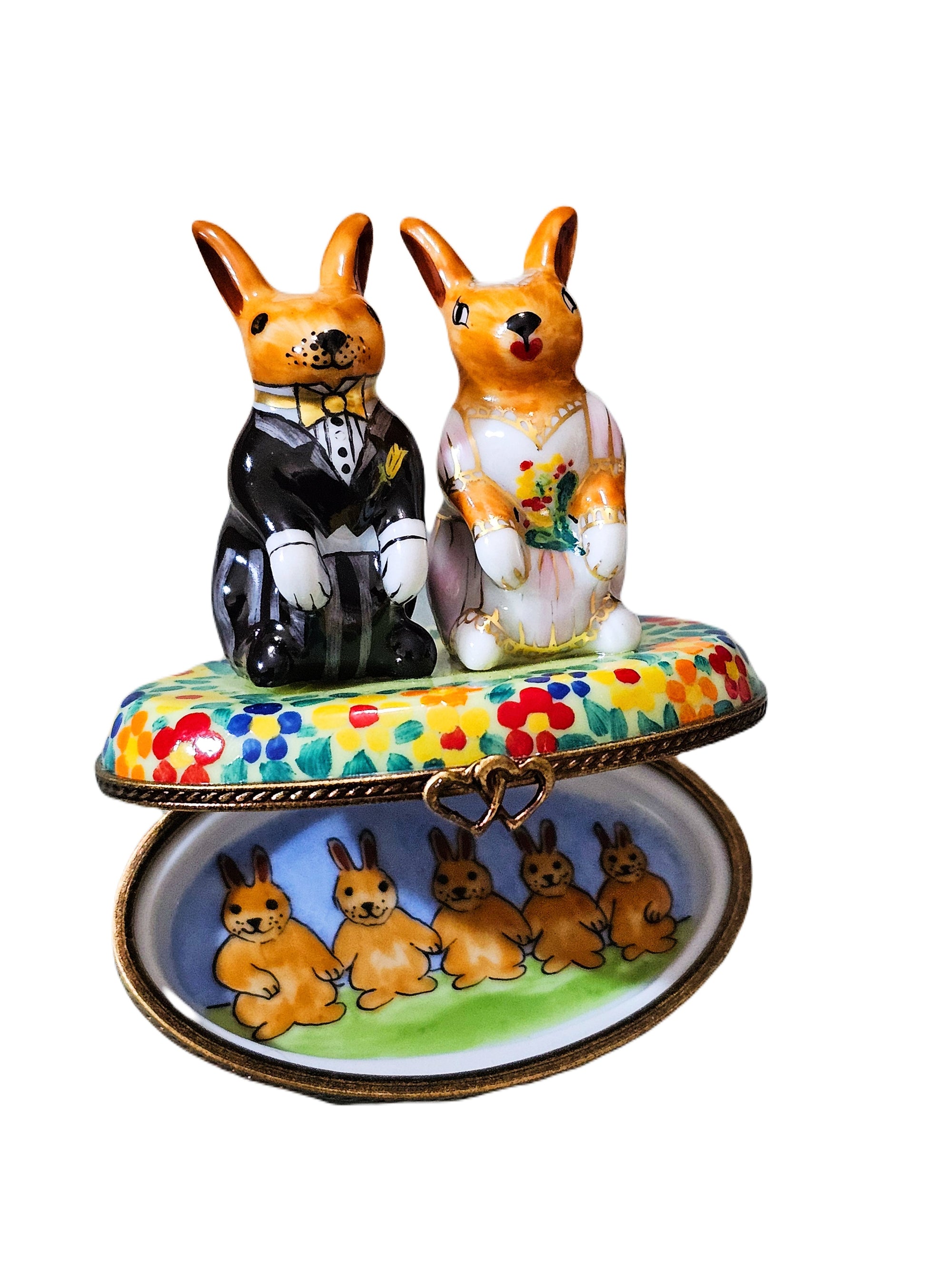 Wedding Rabbits Limoges Treasure Porcelain Limoges rabbit wedding French Trinket Box