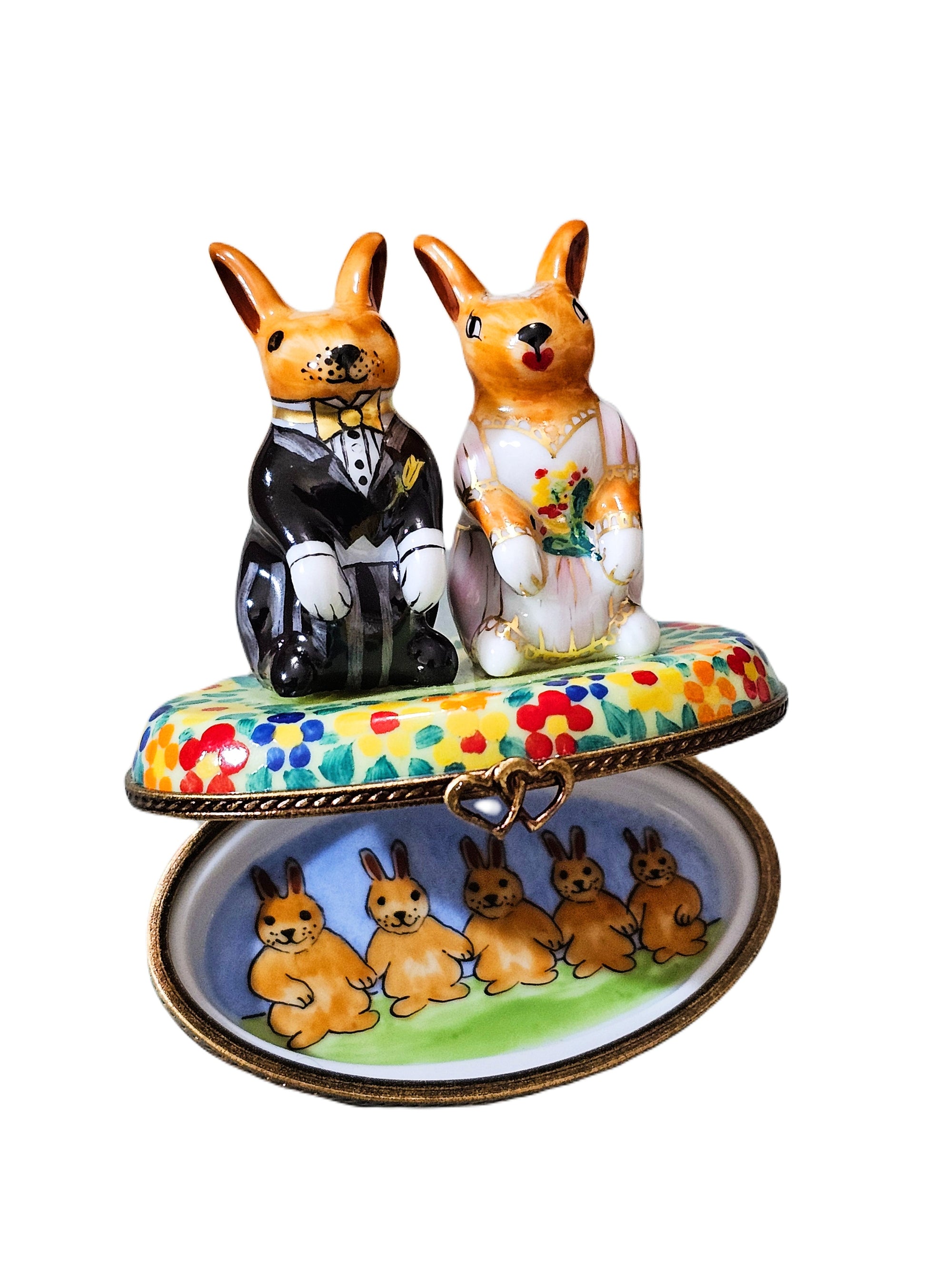 Wedding Rabbits Limoges Treasure Porcelain Limoges rabbit wedding French Trinket Box