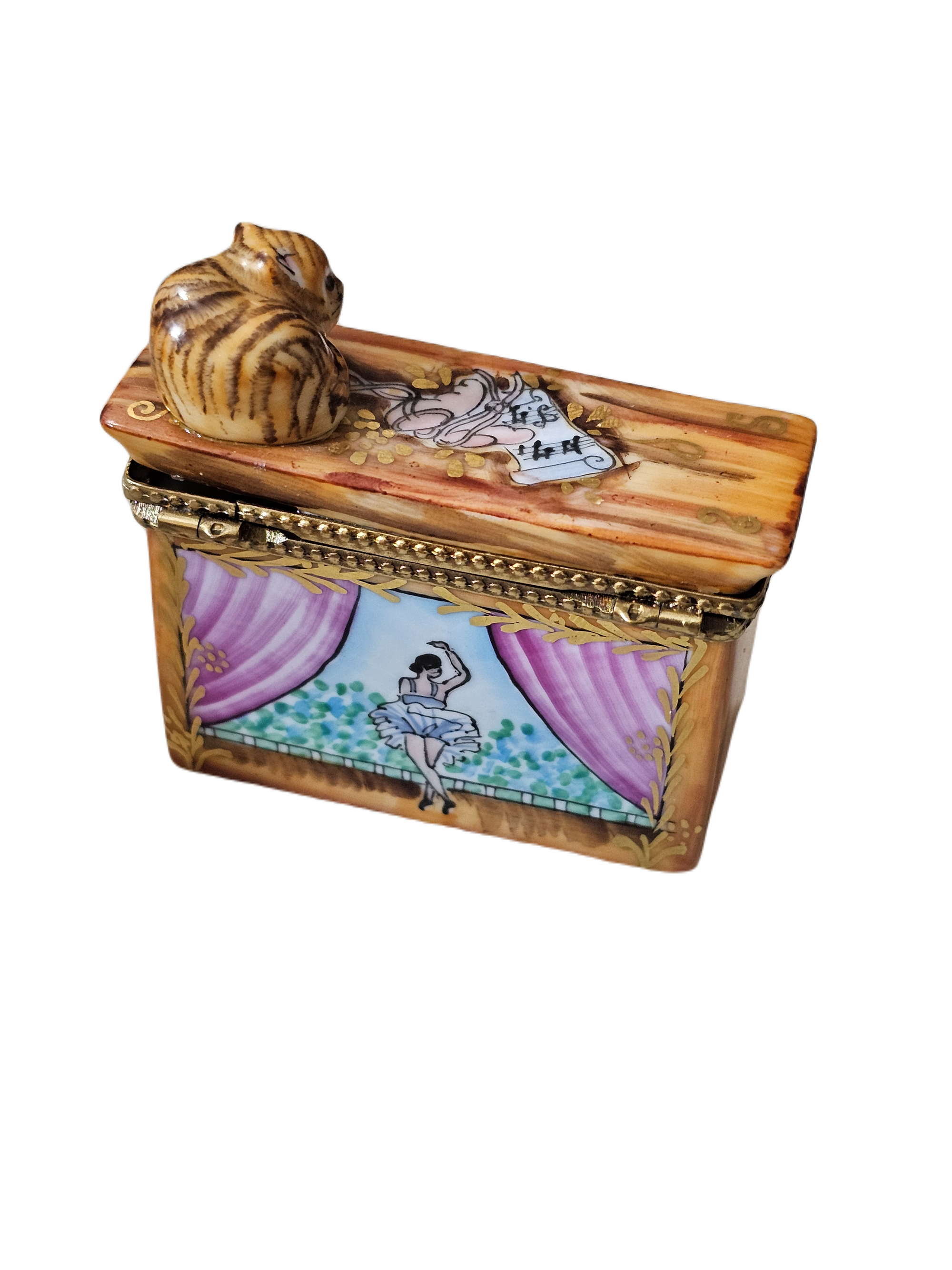 Cat on Piano Limoges Box Porcelain Limoges art fine music cat French Trinket Box