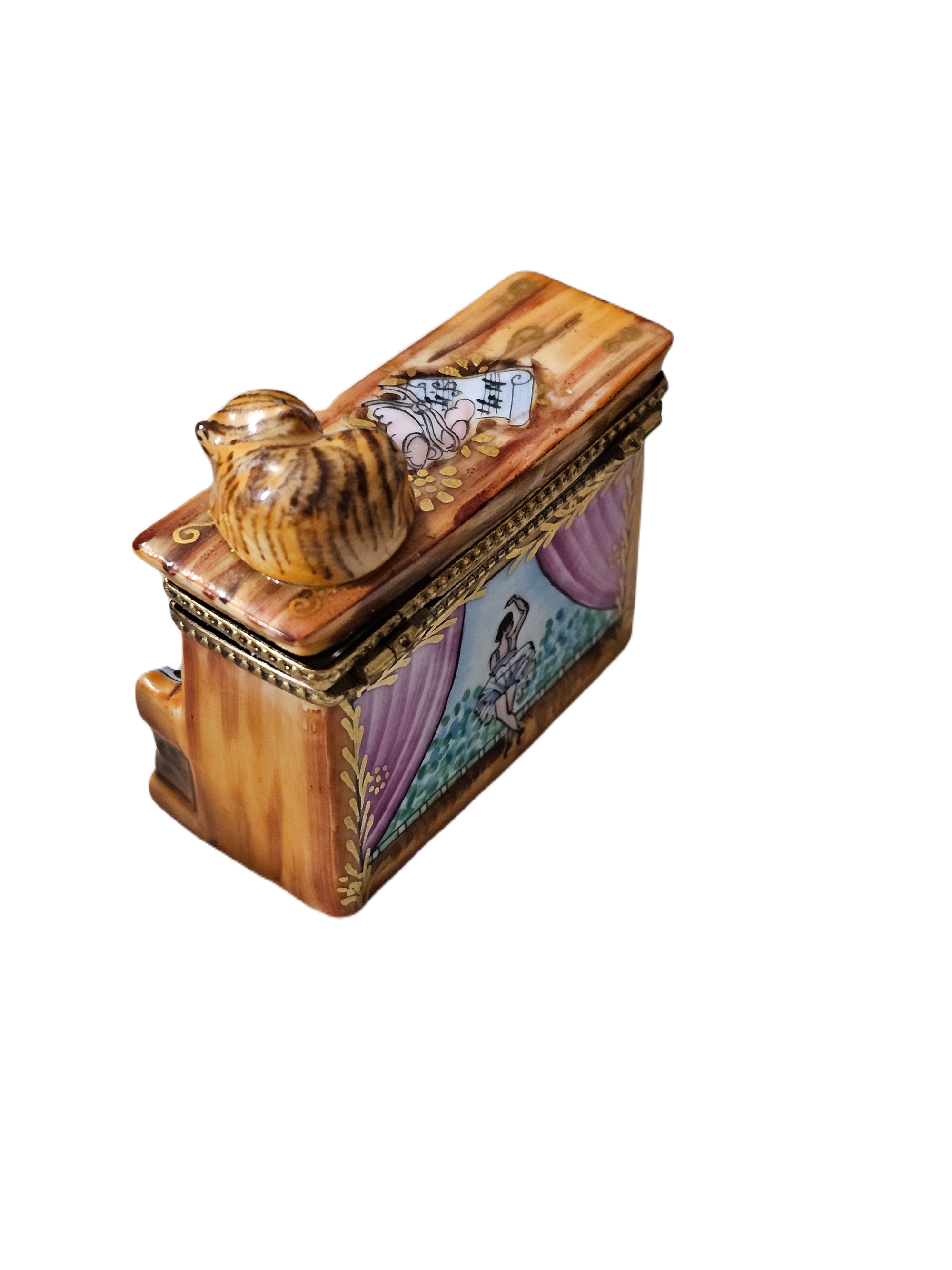 Cat on Piano Limoges Box Porcelain Limoges art fine music cat French Trinket Box