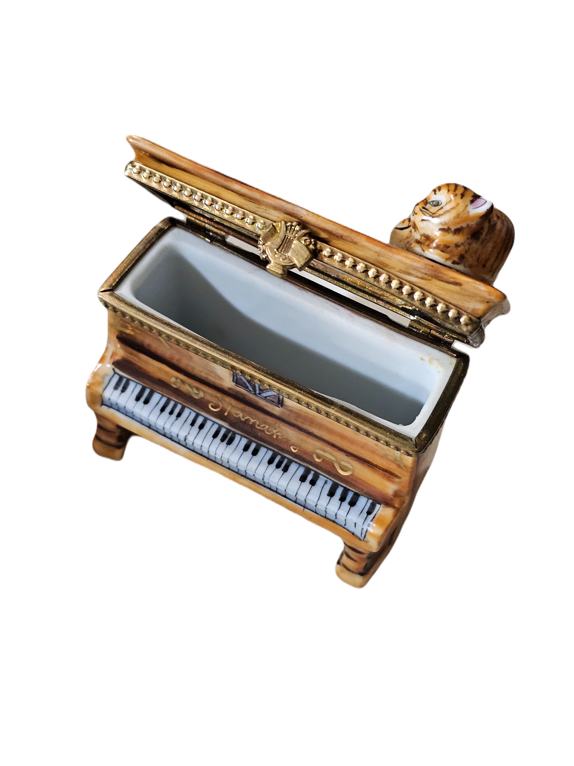 Cat on Piano Limoges Box Porcelain Limoges art fine music cat French Trinket Box