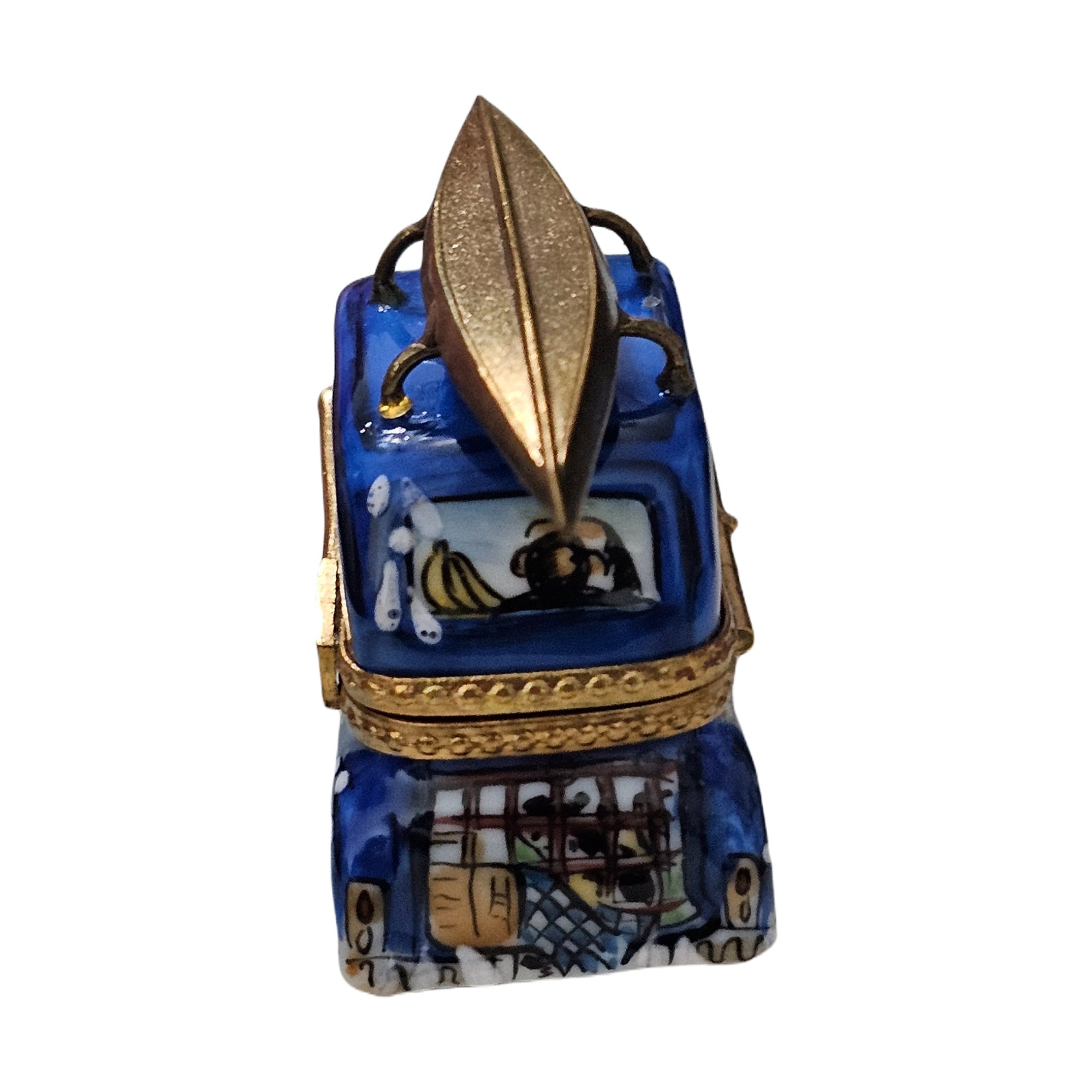Blue Surfer Car Treasure Box Porcelain Limoges sport vehicles French Trinket Box