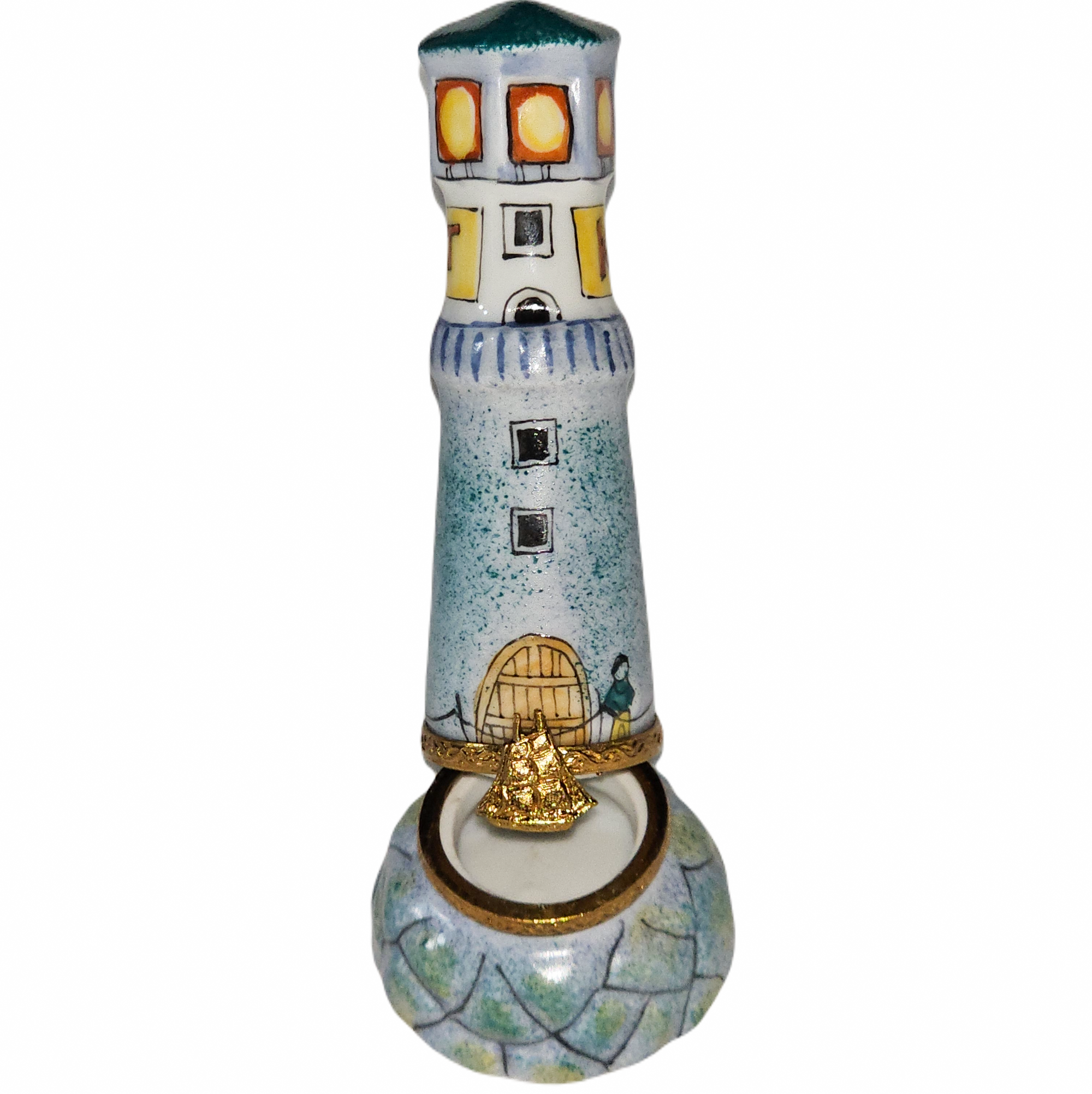 Ker Moet Bue Lighthouse Decor Porcelain Limoges beach monuments travel French Trinket Box
