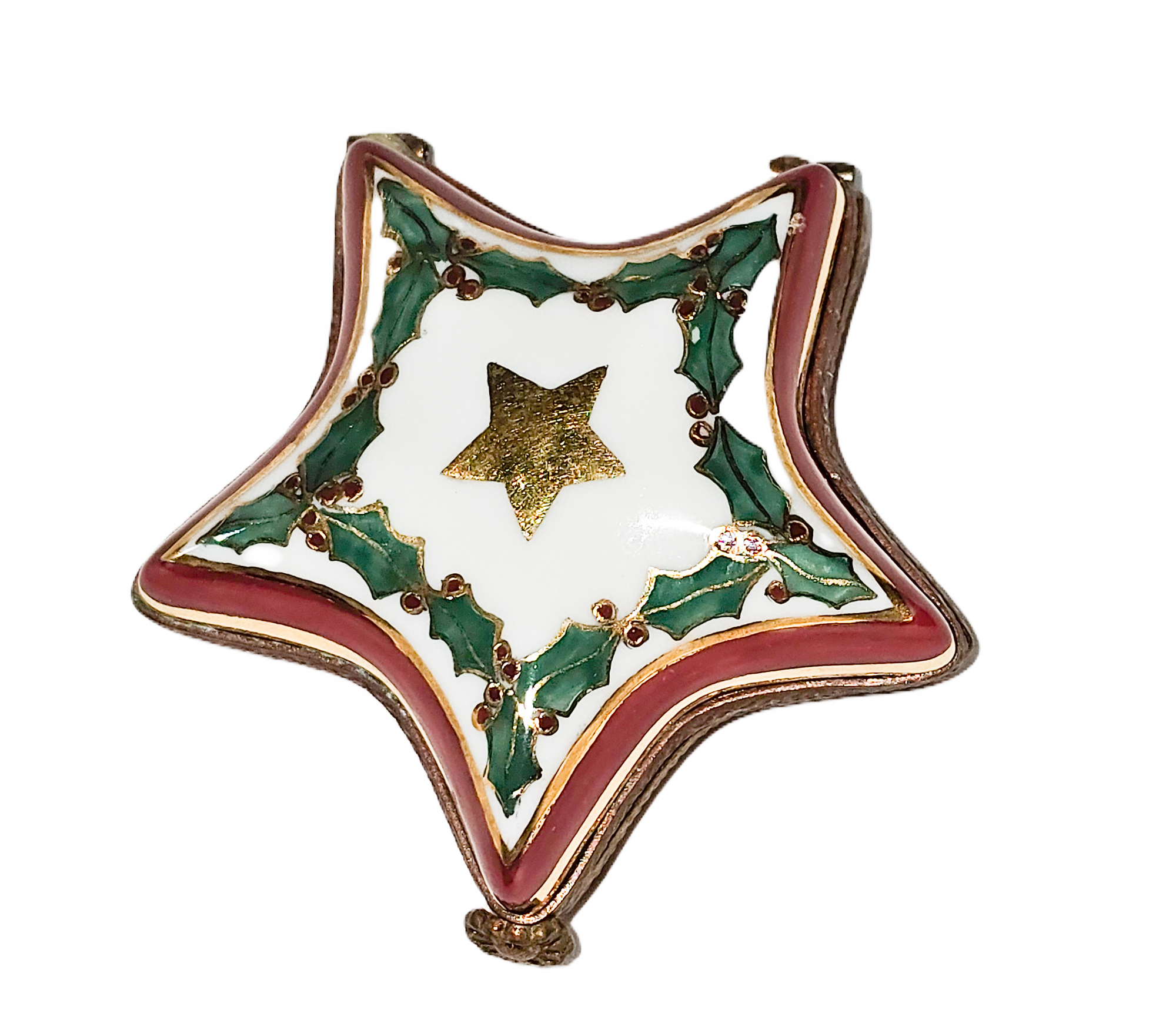 Christmas Star Keepsake Box Porcelain Limoges xmas French Trinket Box