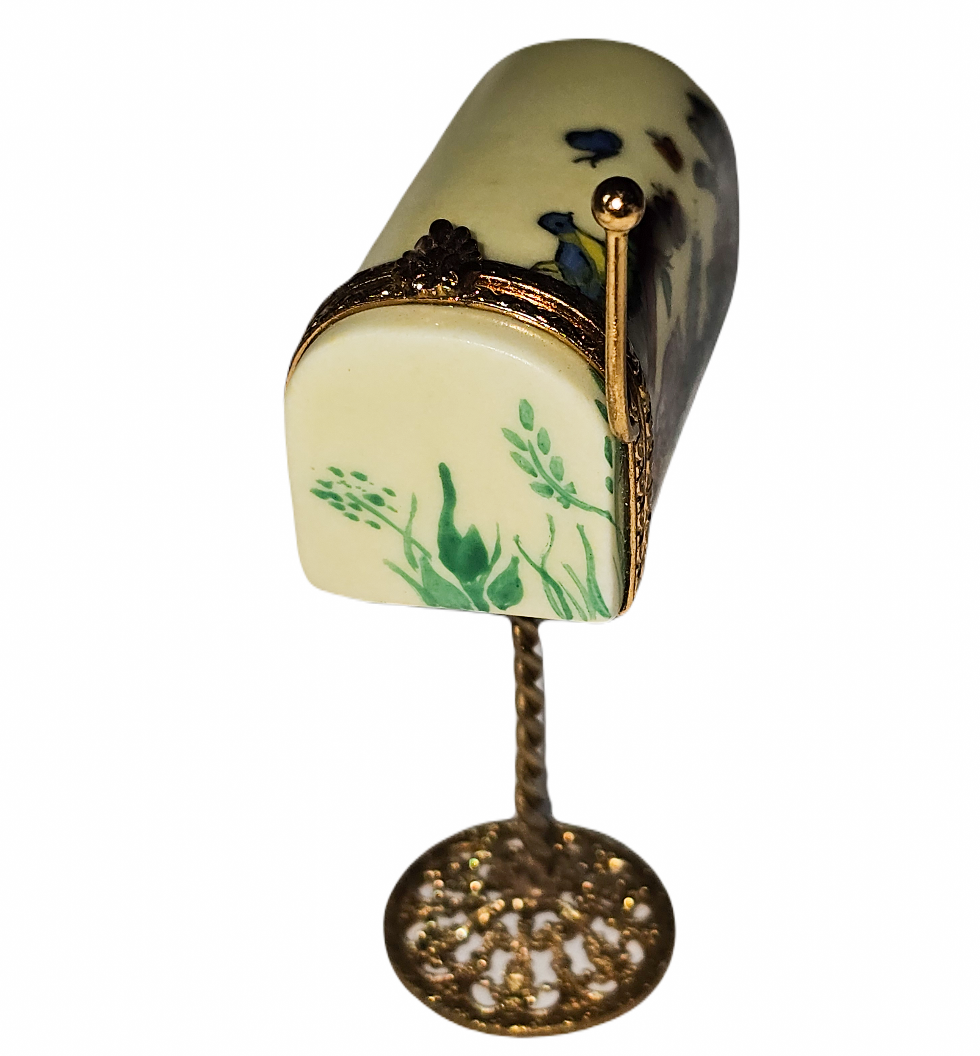 Charming Floral Limoges Mailbox Porcelain Limoges garden home French Trinket Box