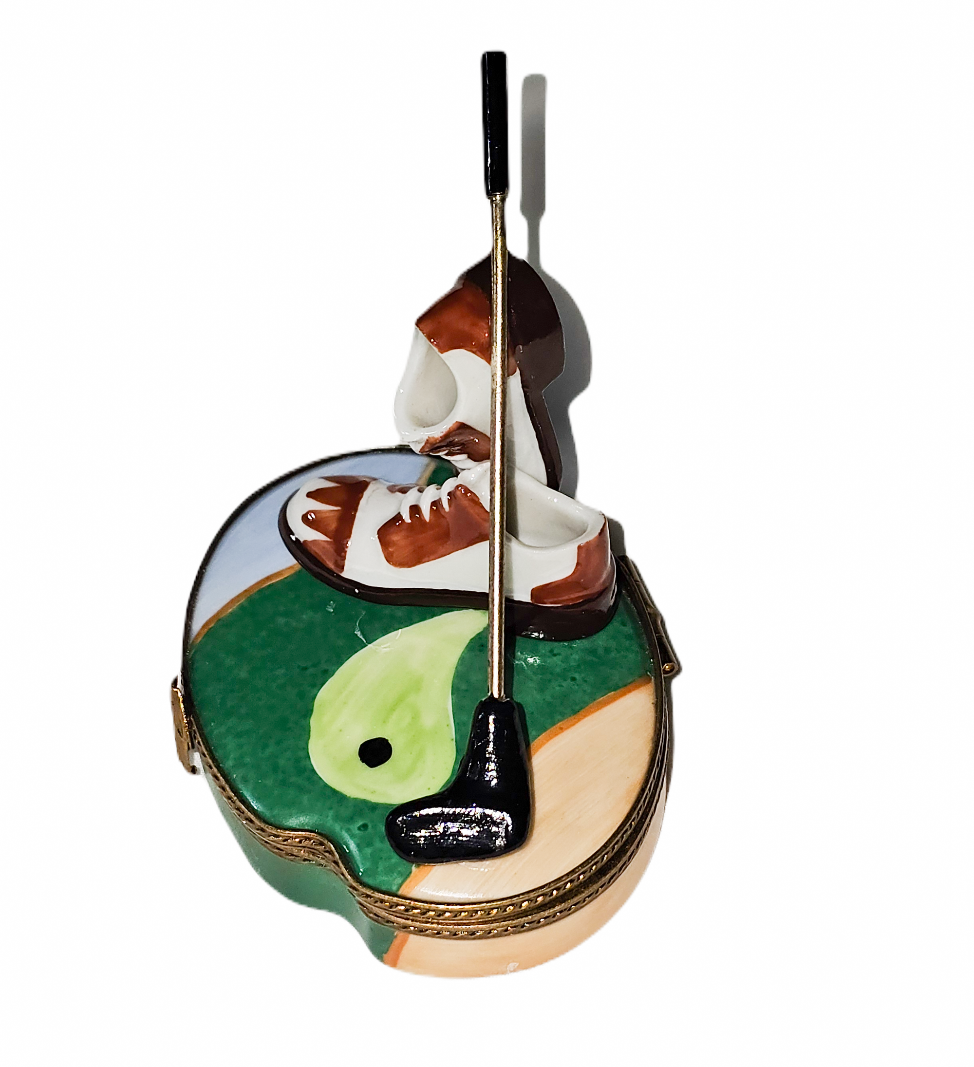Golf Shoes and Club Collectible Porcelain Limoges sports French Trinket Box