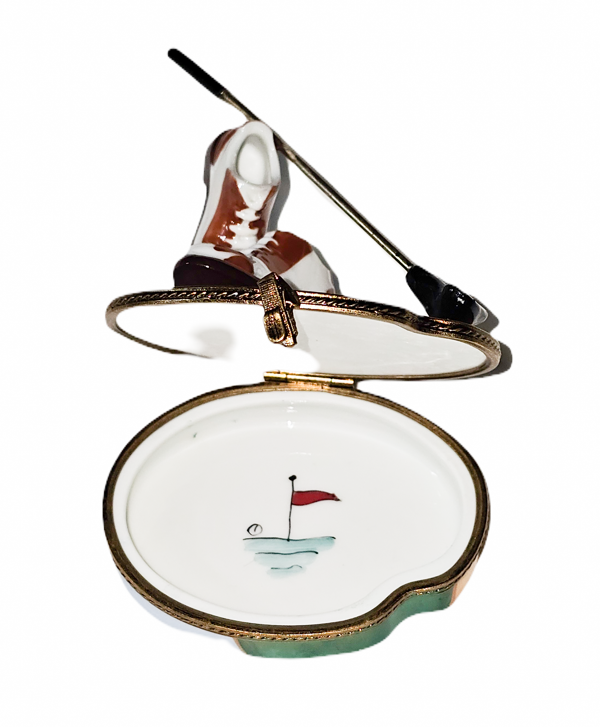 Golf Shoes and Club Collectible Porcelain Limoges sports French Trinket Box