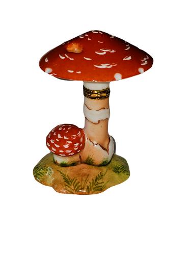 Whimsical Yellow Mushroom Delight Porcelain Limoges Vegetable French Trinket Box