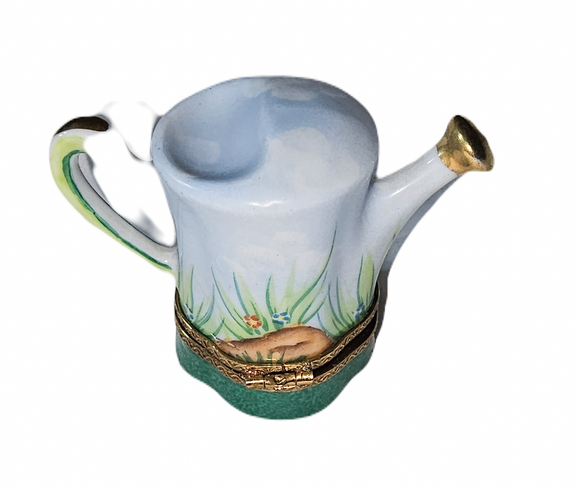 Whimsical Snail Watering Can Porcelain Limoges garden French Trinket Box