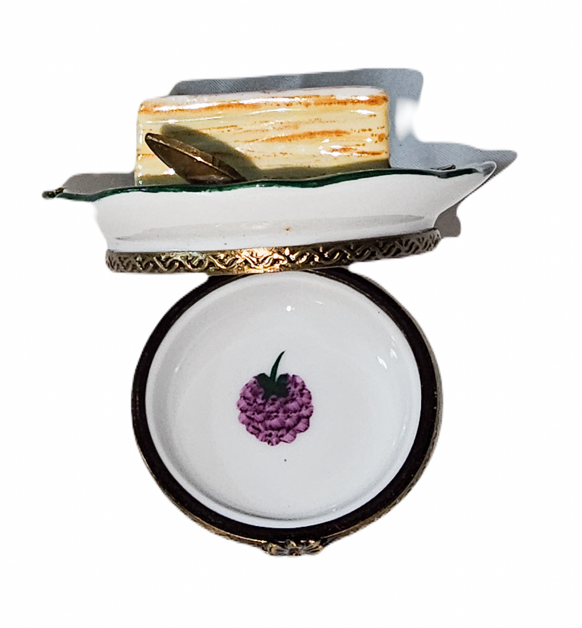 Napoleon Pastry Delight Box Porcelain Limoges Dessert French Trinket Box