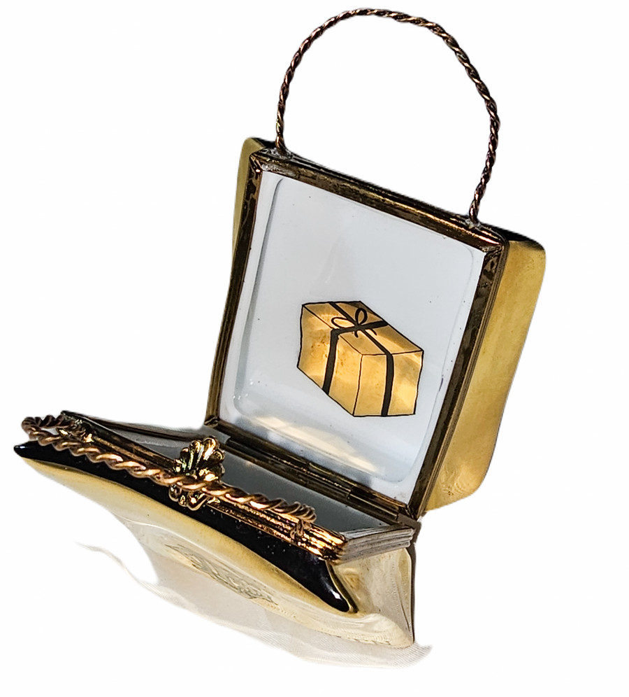 Lux Bond Green Gold Bag Porcelain Limoges purses bags French Trinket Box