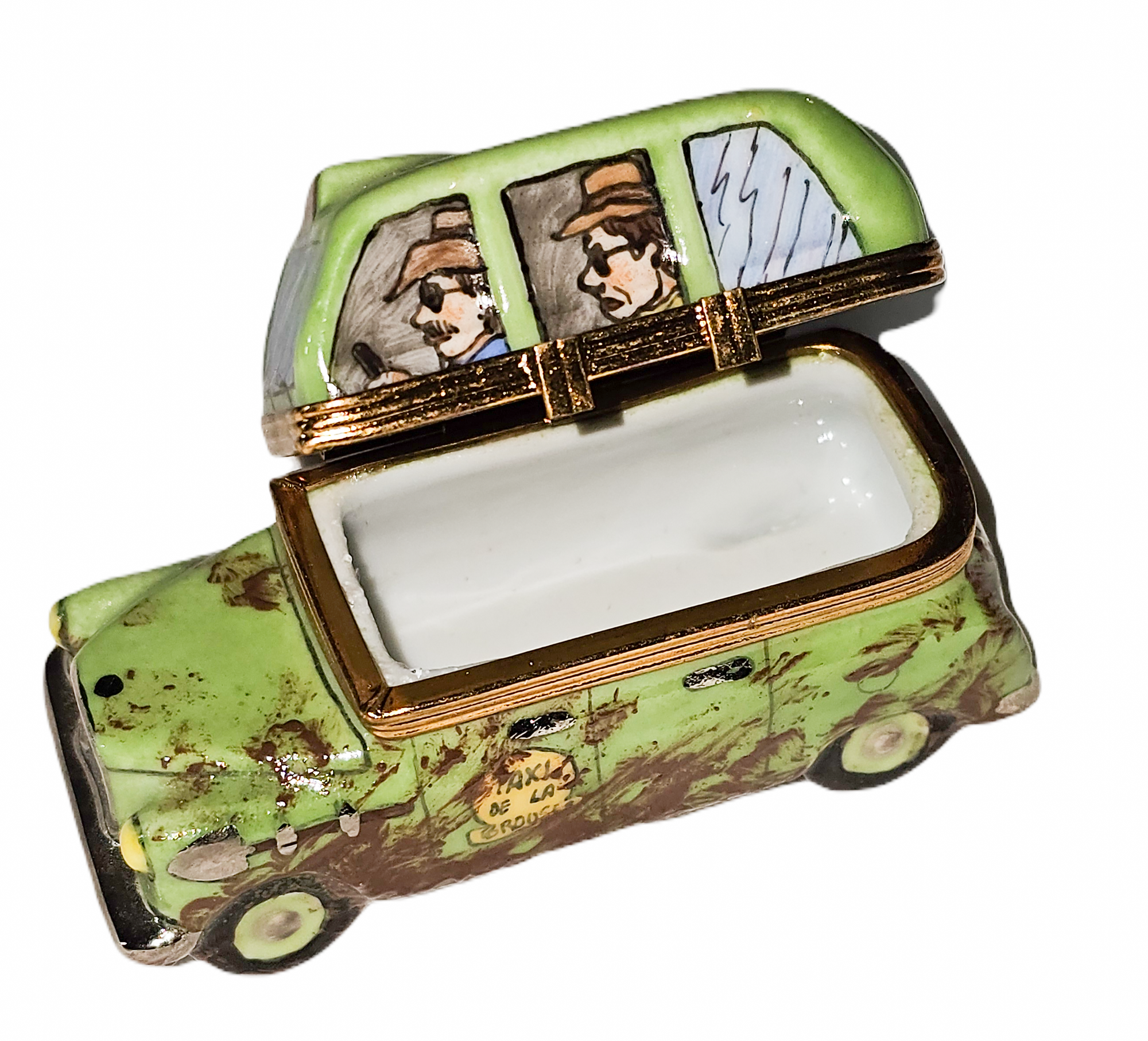 Jungle Adventure Taxi Box Porcelain Limoges vehicle travel French Trinket Box