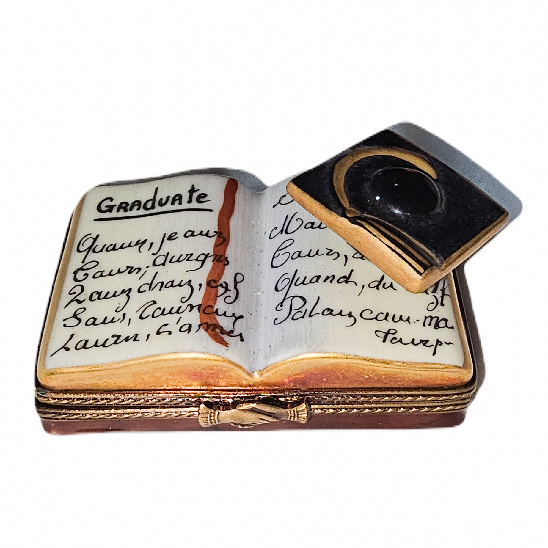 Graduation Cap on Book Limoges Box Porcelain Limoges Graduation professional French Trinket Box
