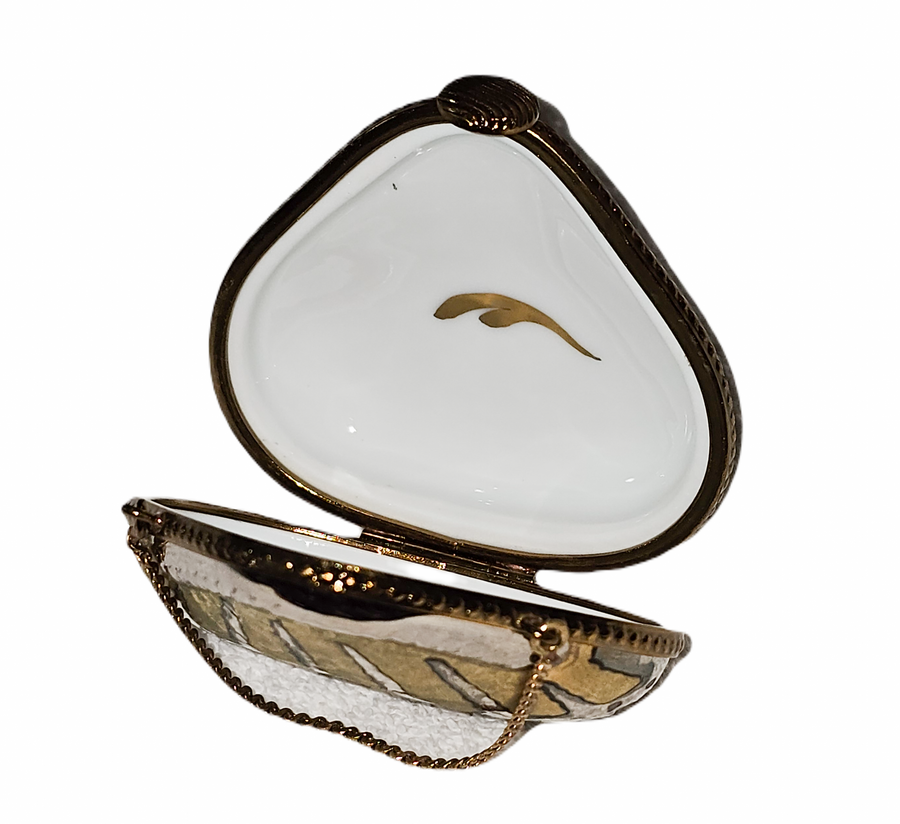 Gilded Elegance Limoges Box Porcelain Limoges purse French Trinket Box