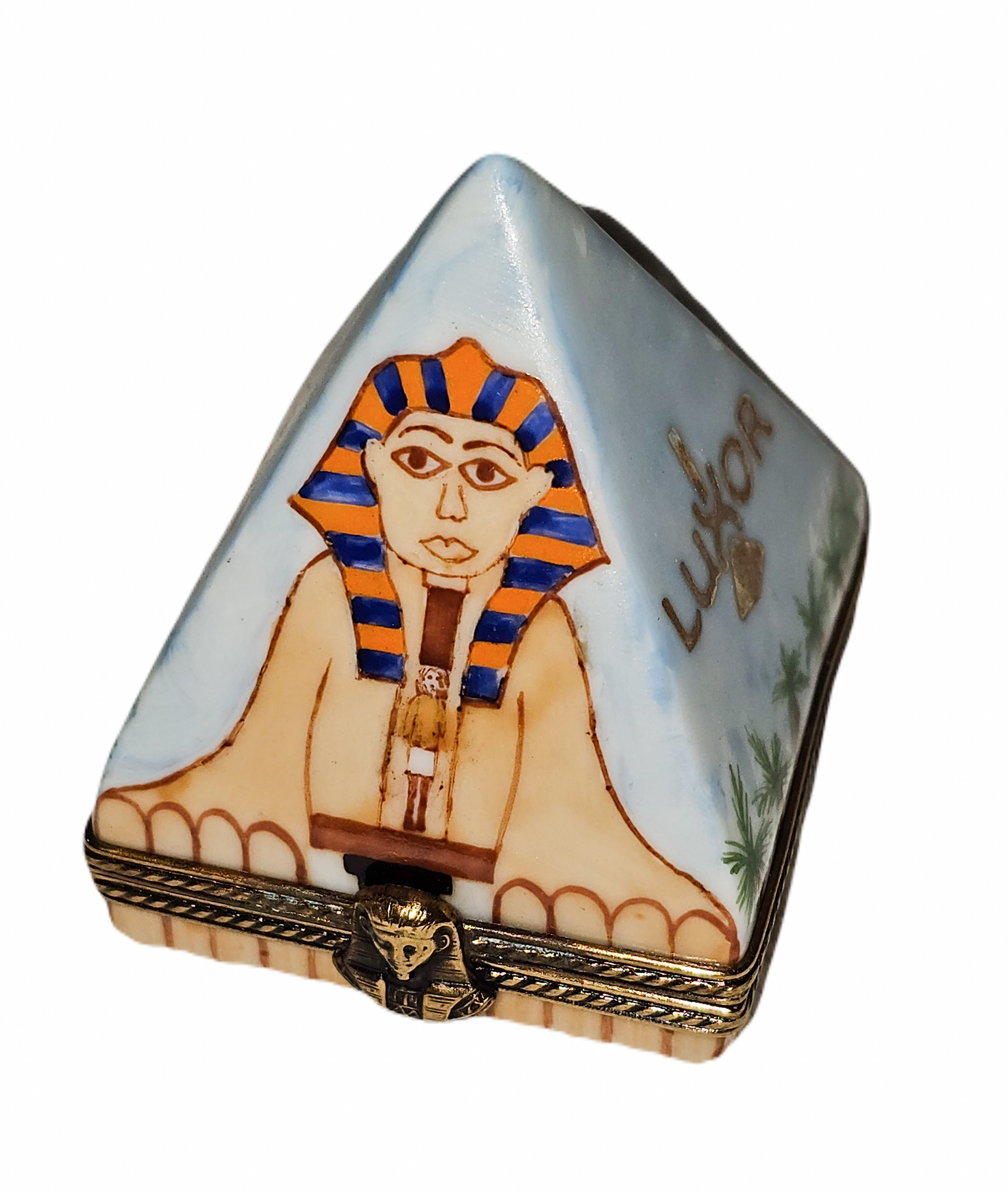 Limoges Egyptian Pyramid Treasure Box Porcelain Limoges travel games French Trinket Box