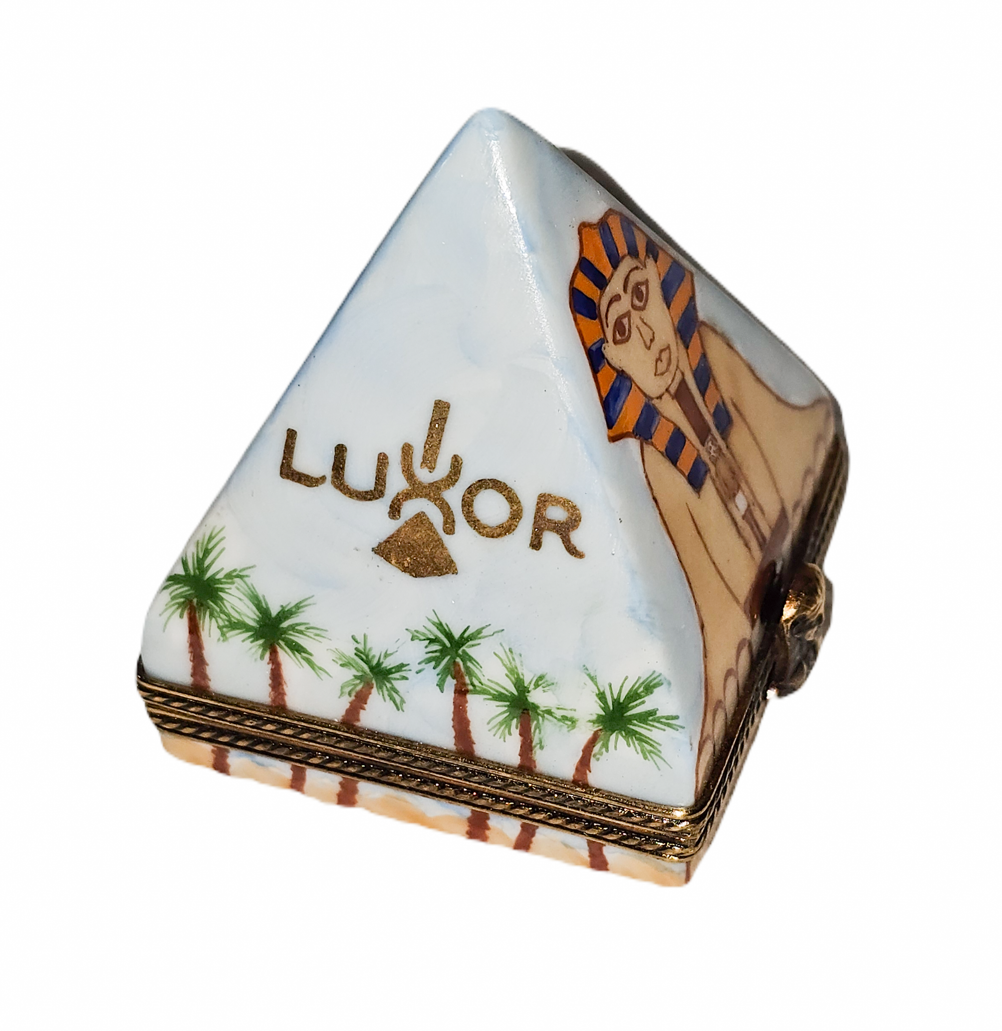 Limoges Egyptian Pyramid Treasure Box Porcelain Limoges travel games French Trinket Box