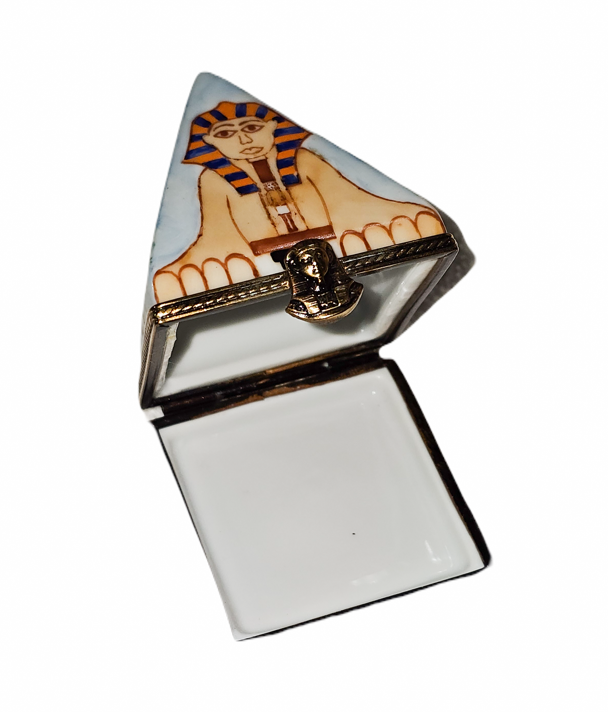 Limoges Egyptian Pyramid Treasure Box Porcelain Limoges travel games French Trinket Box