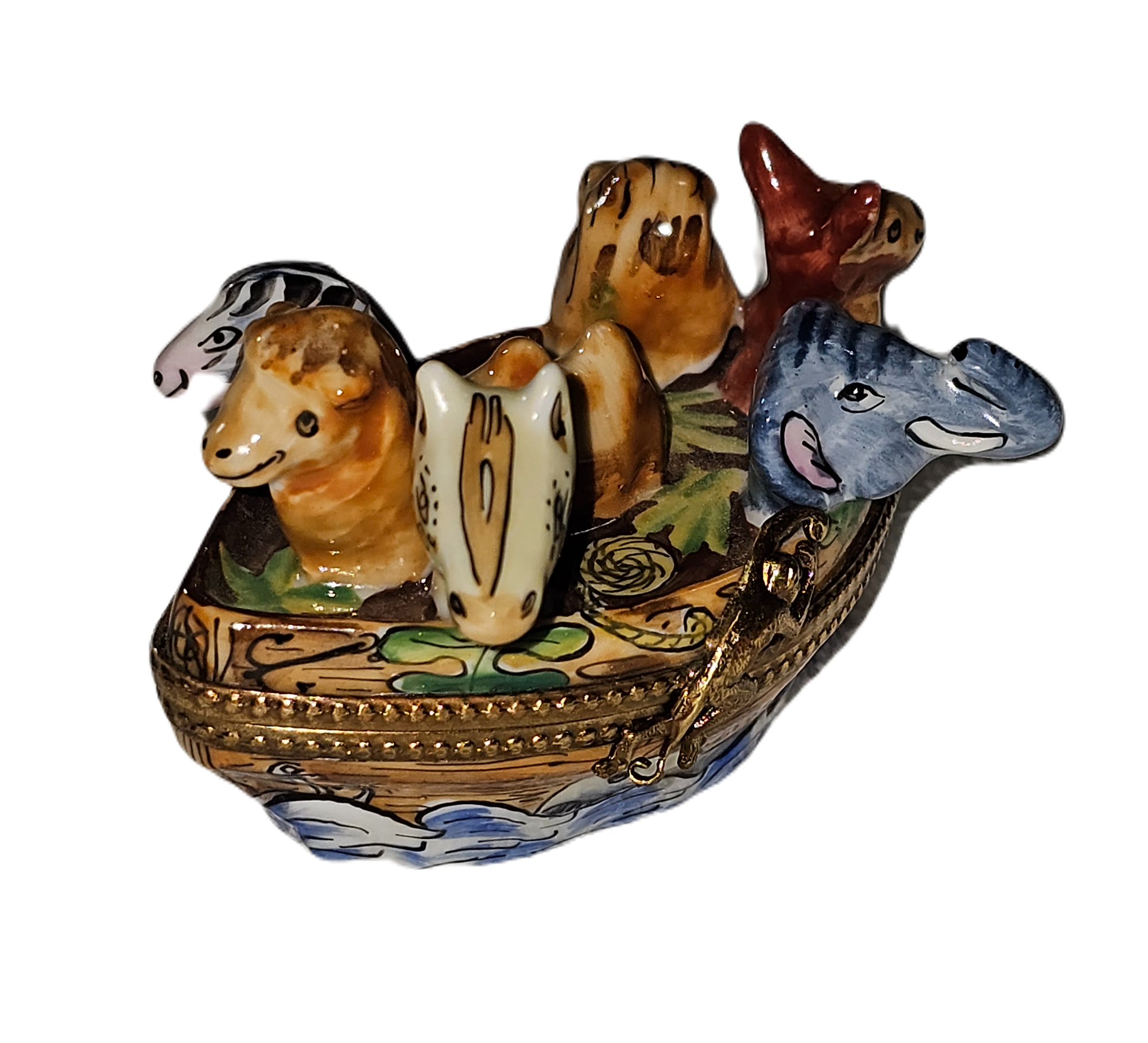 Noah's Ark Animal Limoges Box Porcelain Limoges Religious religion spiritual myth French Trinket Box