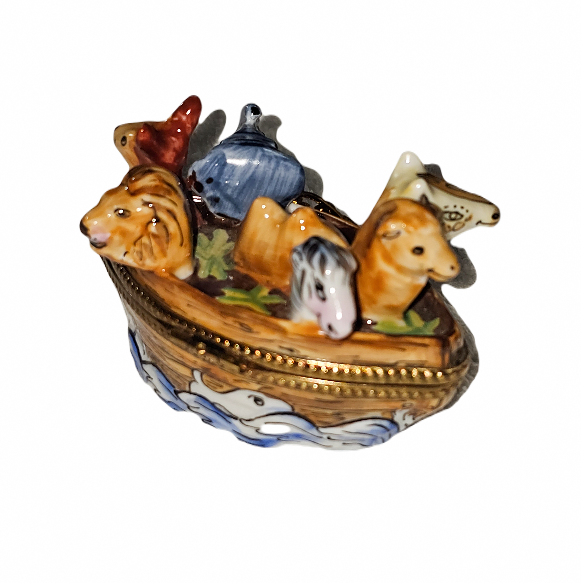 Noah's Ark Animal Limoges Box Porcelain Limoges Religious religion spiritual myth French Trinket Box
